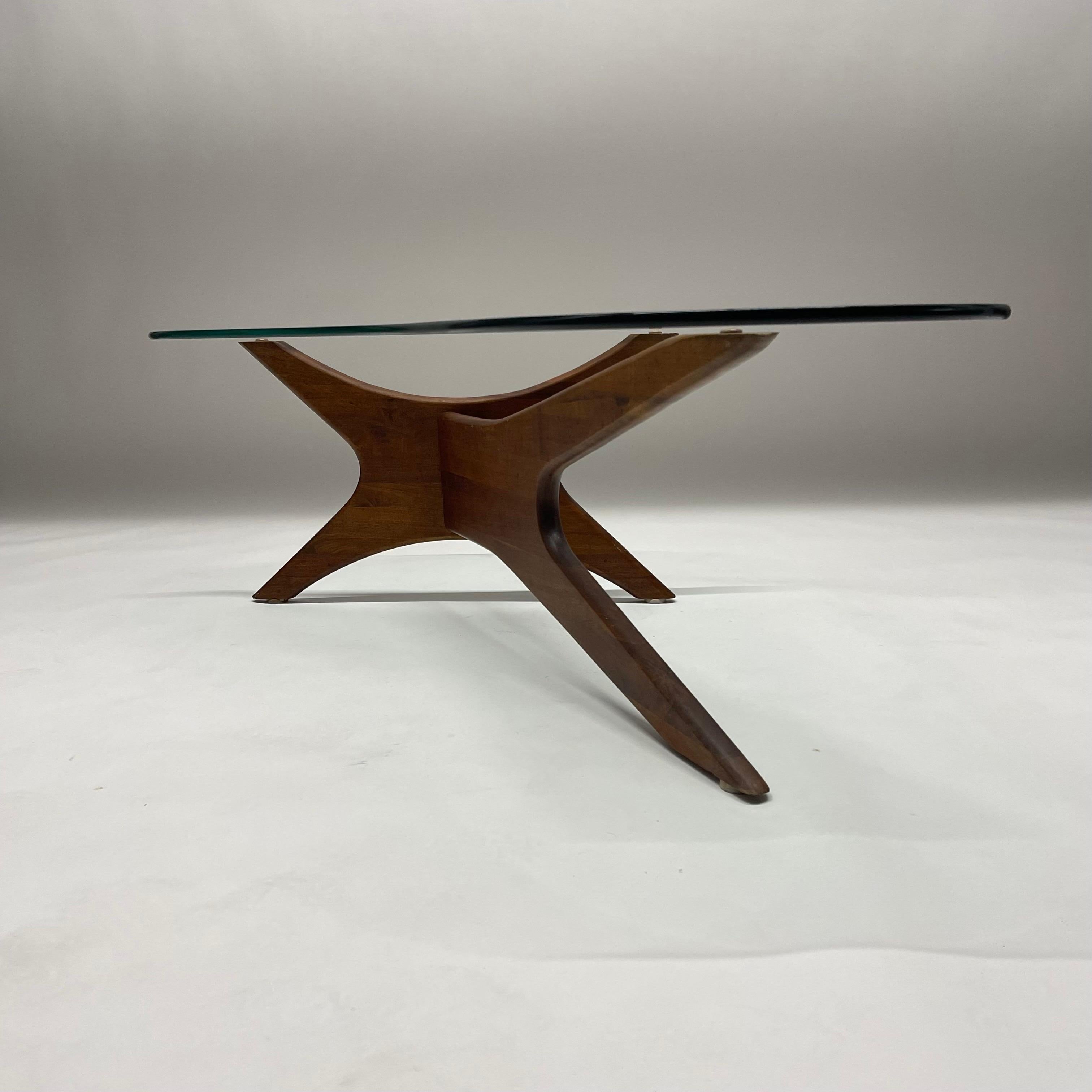 Rare Adrian Pearsall Walnut and Glass Biomorphic Kidney Coffee or Cocktail Table 6