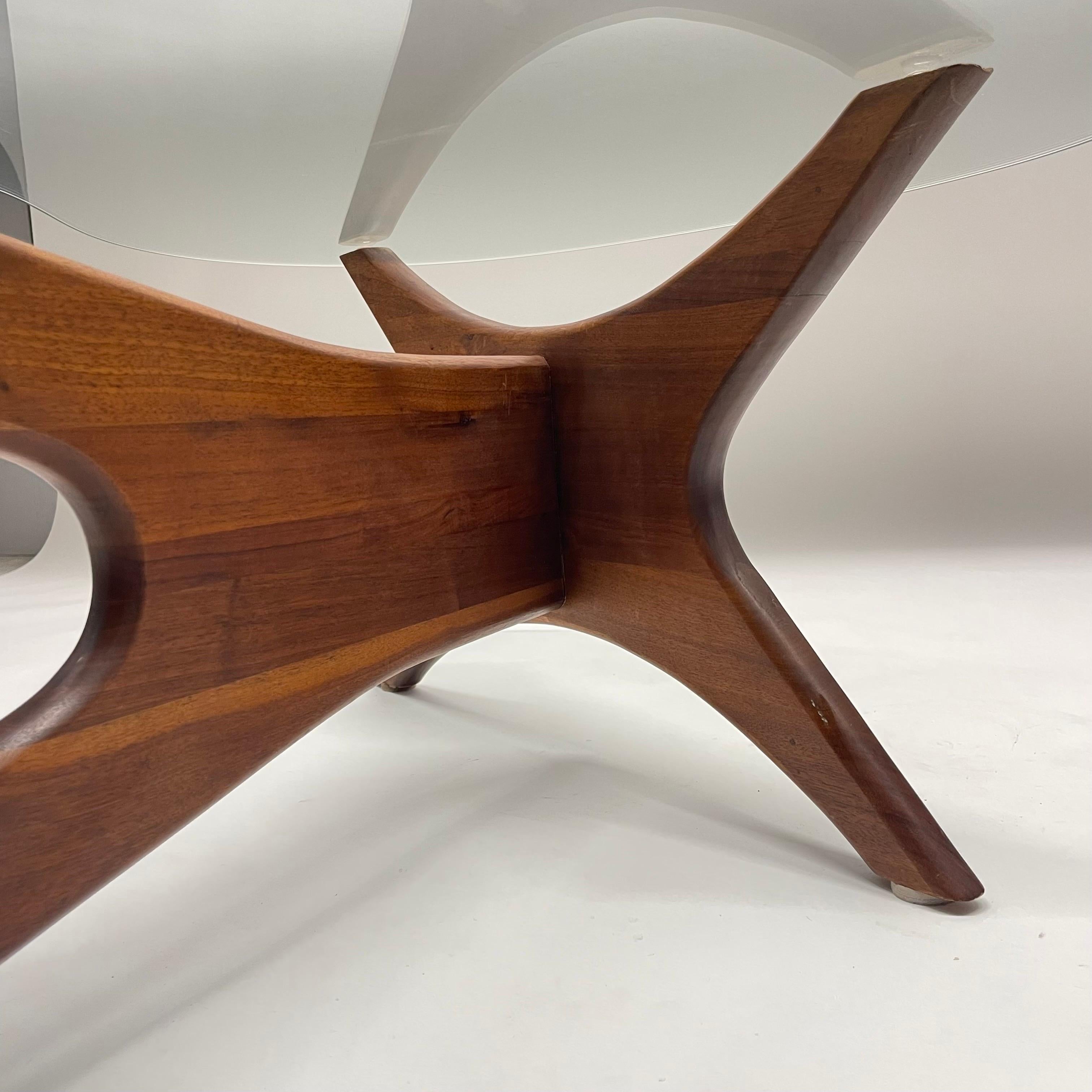 Rare Adrian Pearsall Walnut and Glass Biomorphic Kidney Coffee or Cocktail Table 9