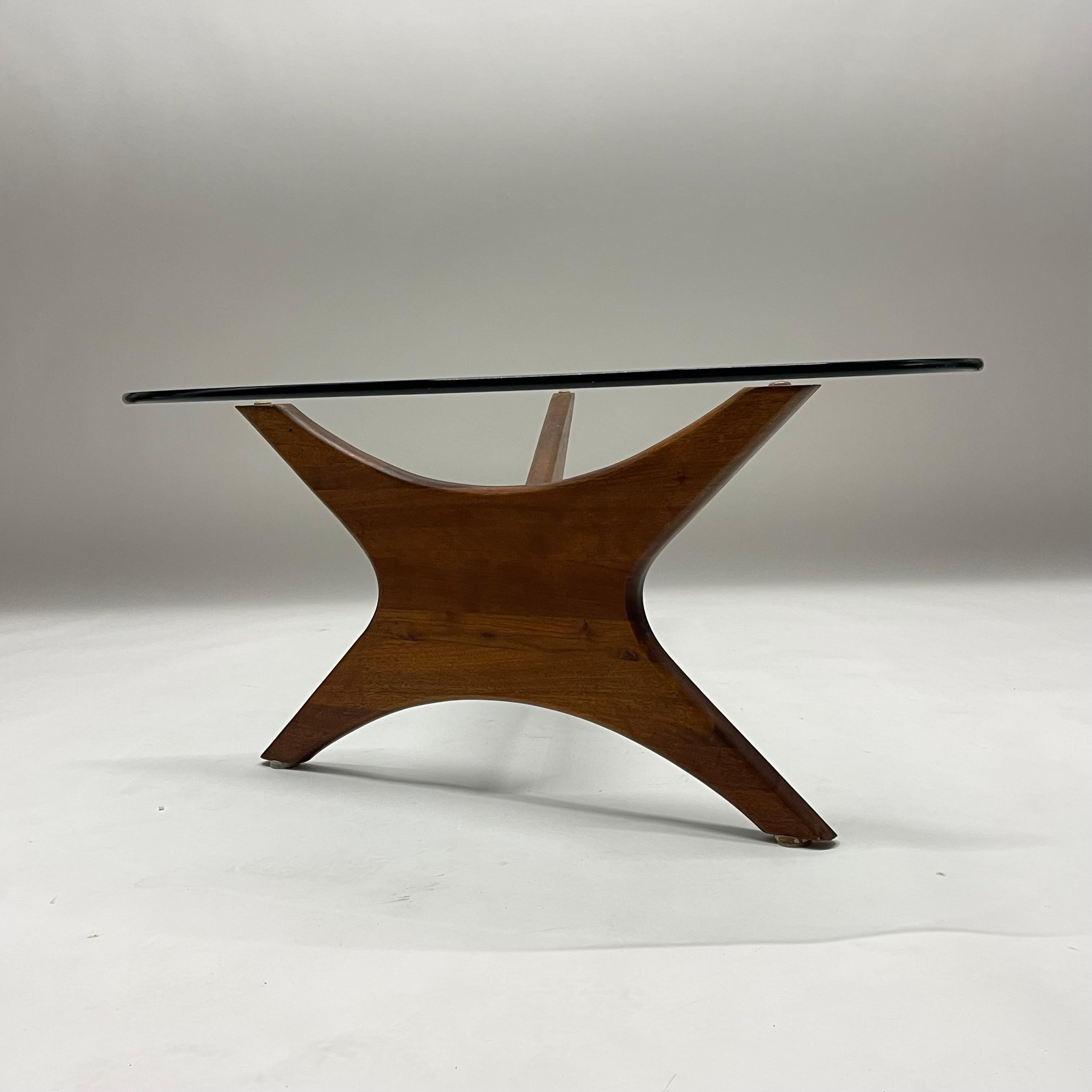 Rare Adrian Pearsall Walnut and Glass Biomorphic Kidney Coffee or Cocktail Table 2