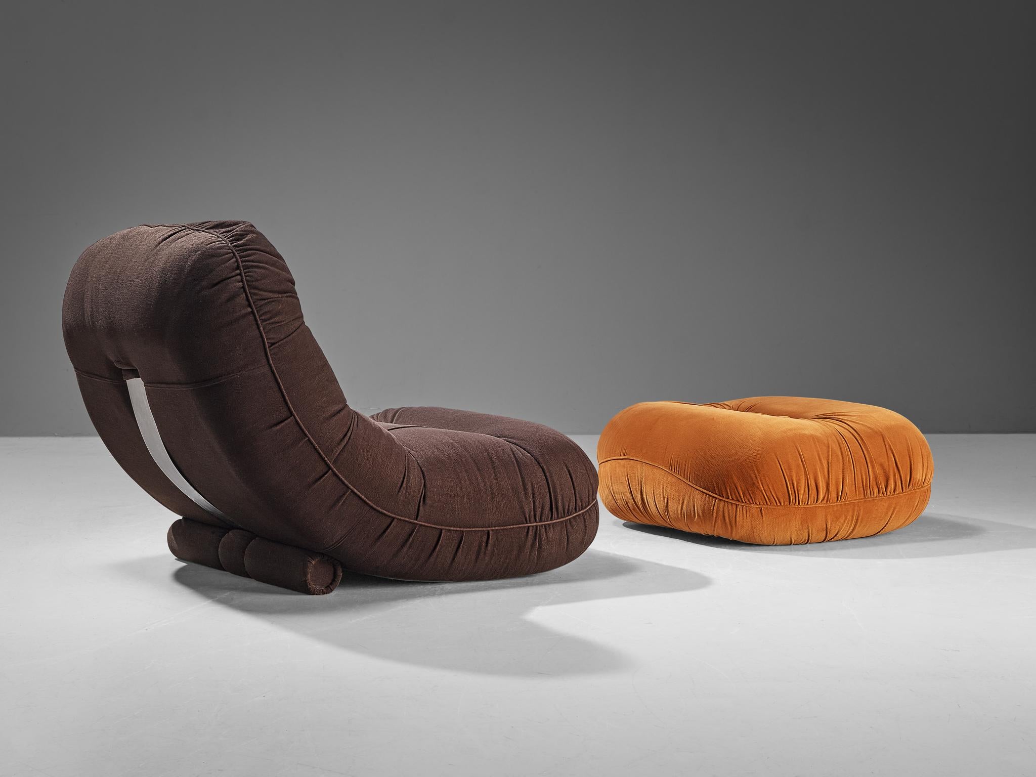 Post-Modern Rare Adriano Piazzesi 'Splash' Lounge Chair with Ottoman