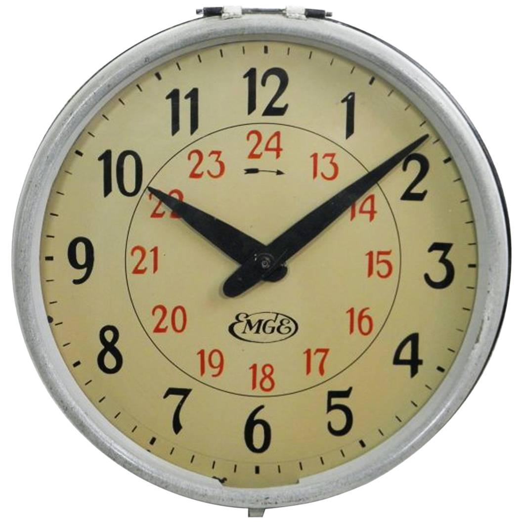Rare AEG, Emge Industrial, Factory, Station Wall Clock by Peter Behrens