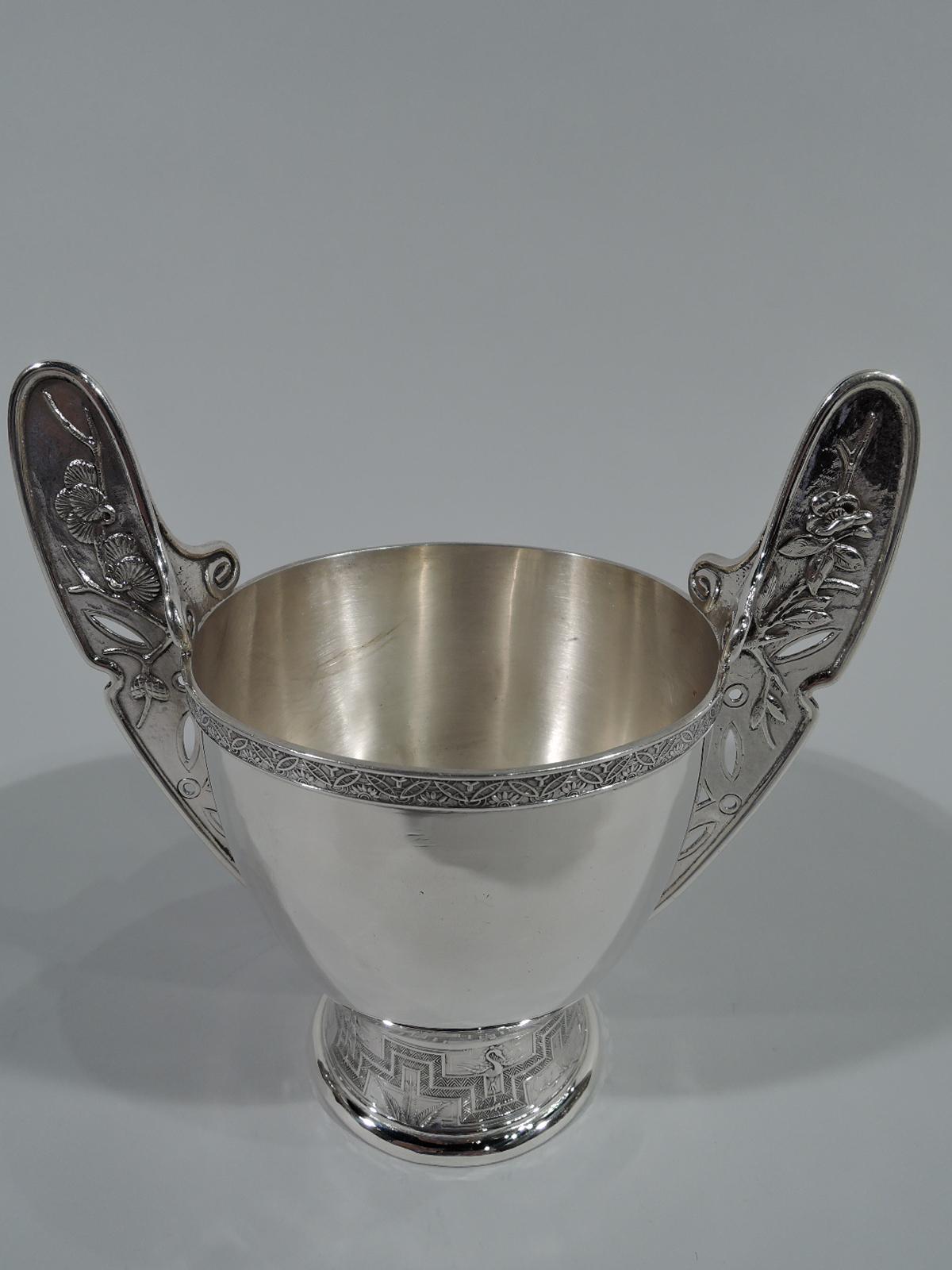 Rare Aesthetic Japonesque Sterling Silver Creamer and Sugar by Tiffany In Excellent Condition In New York, NY