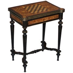 Rare Aesthetic Movement Burr Walnut Marquetry Inlaid Chess Fold over Card Table