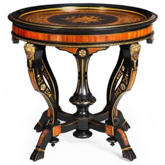 Rare Aesthetic Movement Ebonized Center Table w/ Bronze Masks ca. 1870