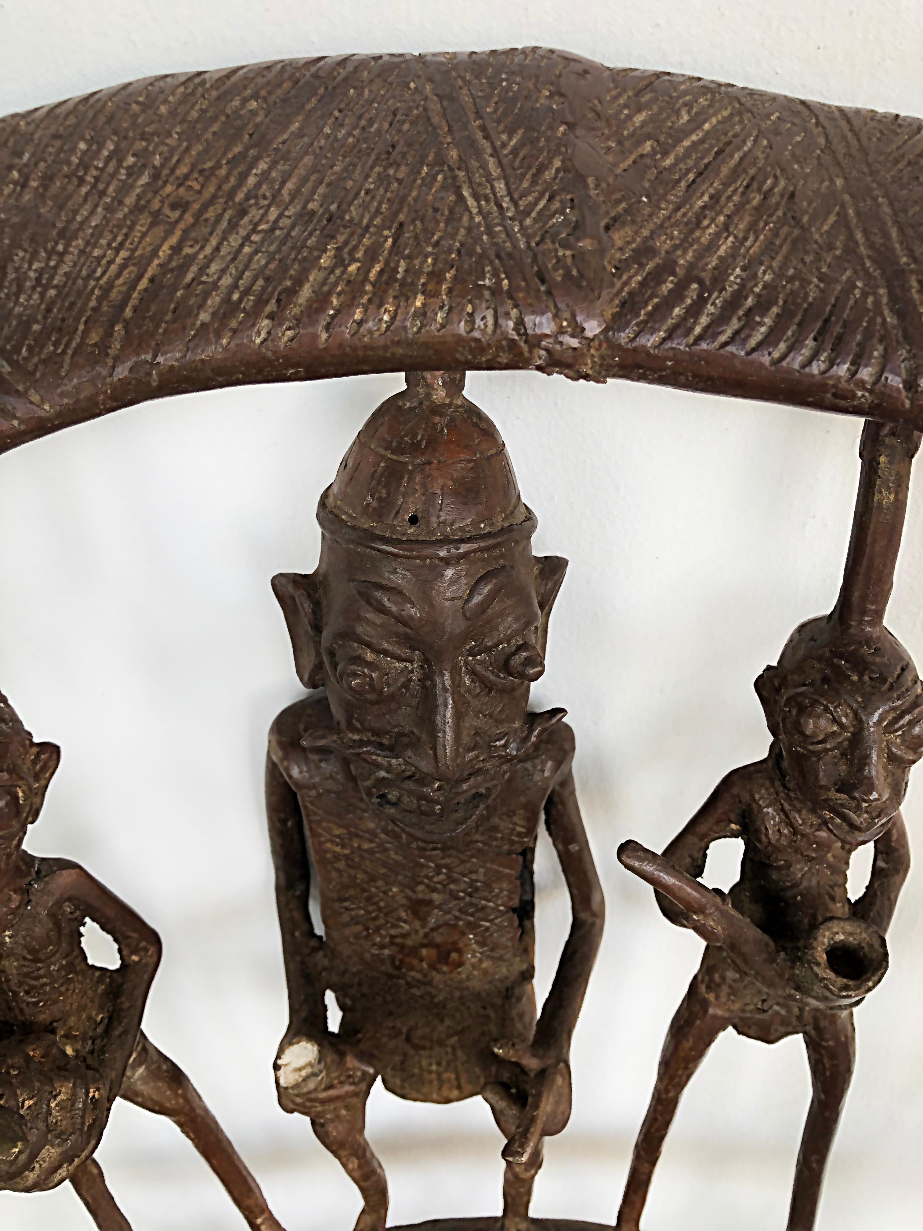 Rare African Cameroon Bronze Figurative Throne Chair, 20th Century For Sale 3