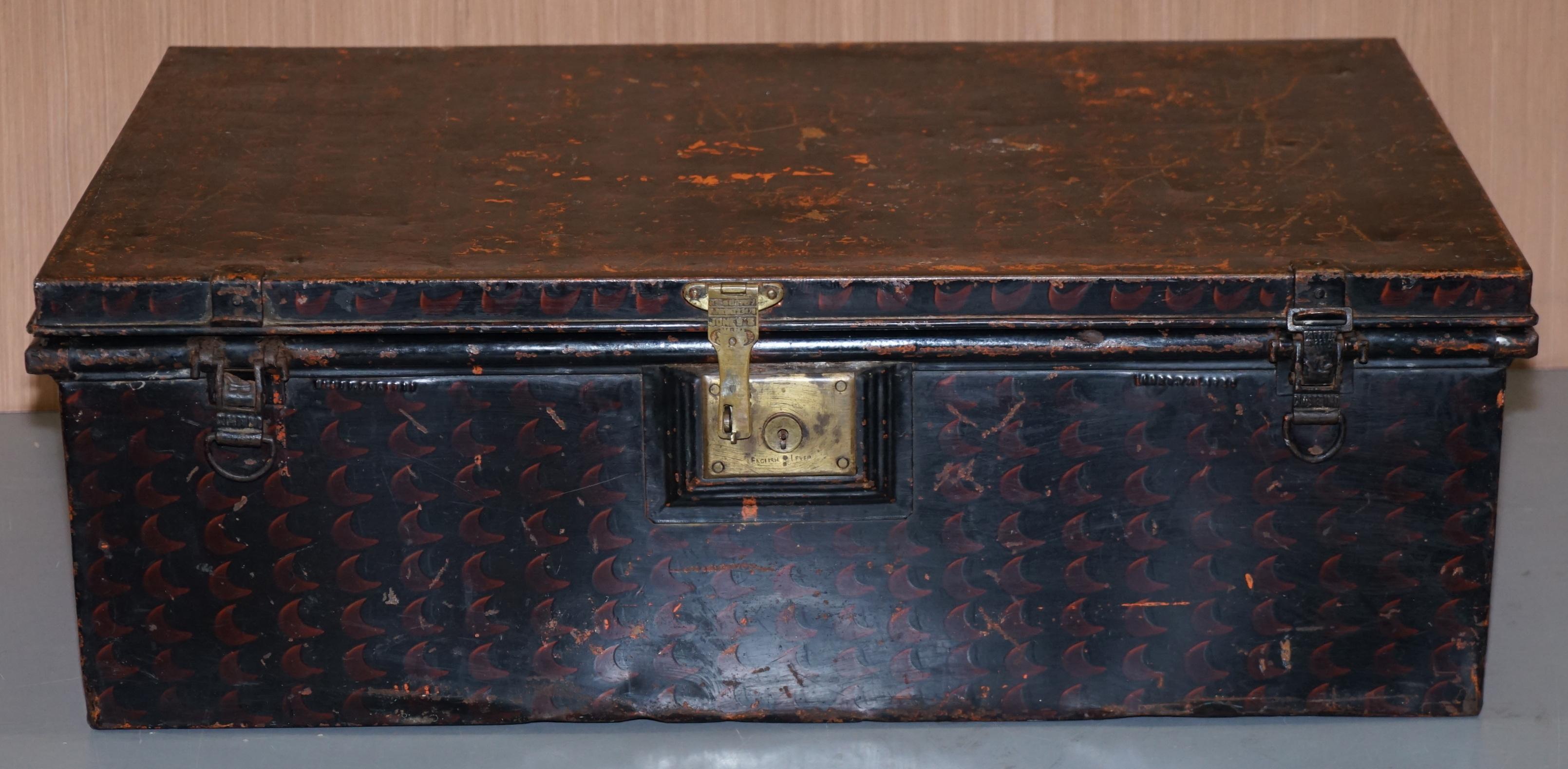 19th Century Rare African Campaign Military Metal Chest Luggage the Owomeji Jones Brothers For Sale