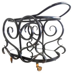 Rare After Thonet Bar Carts Table Serving Tables Bentwood Mirror, Europe, 1950s