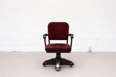 Rare Ahrend de Cirkel Burgundy Corduroy Rolling Office Chair