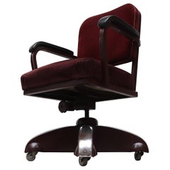 Rare Ahrend de Cirkel Burgundy Corduroy Rolling Office Chair