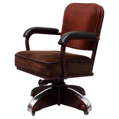 Vintage Rare Ahrend de Cirkel Burgundy Swivel Rolling Office Chair  1930s 