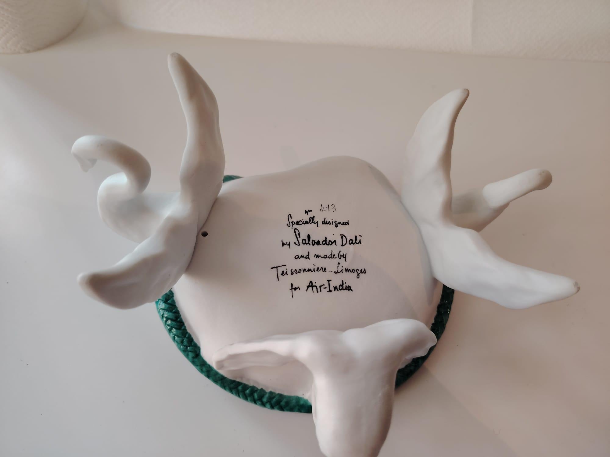 Rare Air India Surrealist Ashtray Porcelain by Salvador Dali For Sale 4