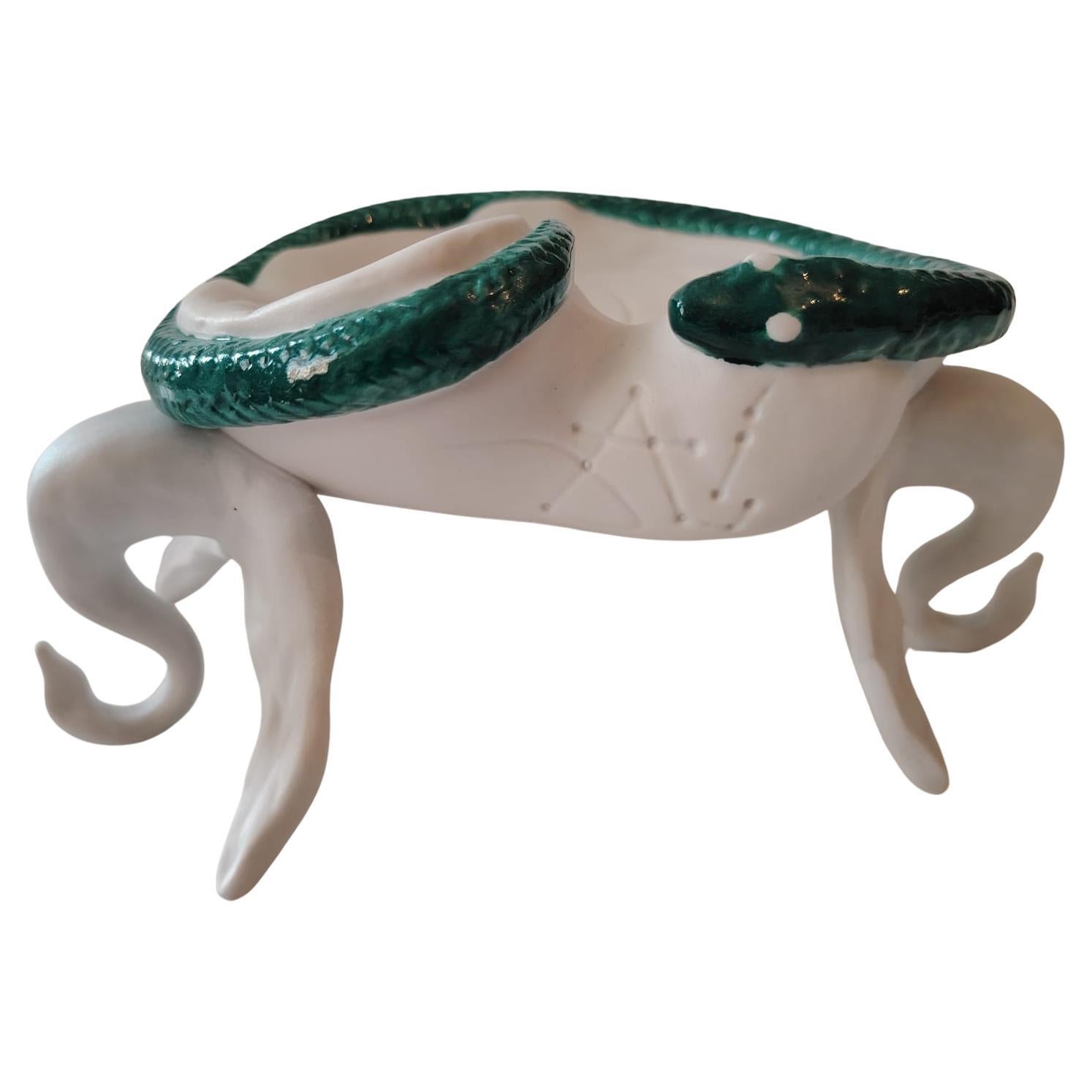 Air India Surrealist Ashtray Porcelain by Salvador Dali (Spanish, 1904-1989). An extremely unique and storied ashtray designed by Salvador Dali for Air India. Parcel-glazed bisque porcelain. Stamped signature. Decorated by Jules Teissonniere. Made