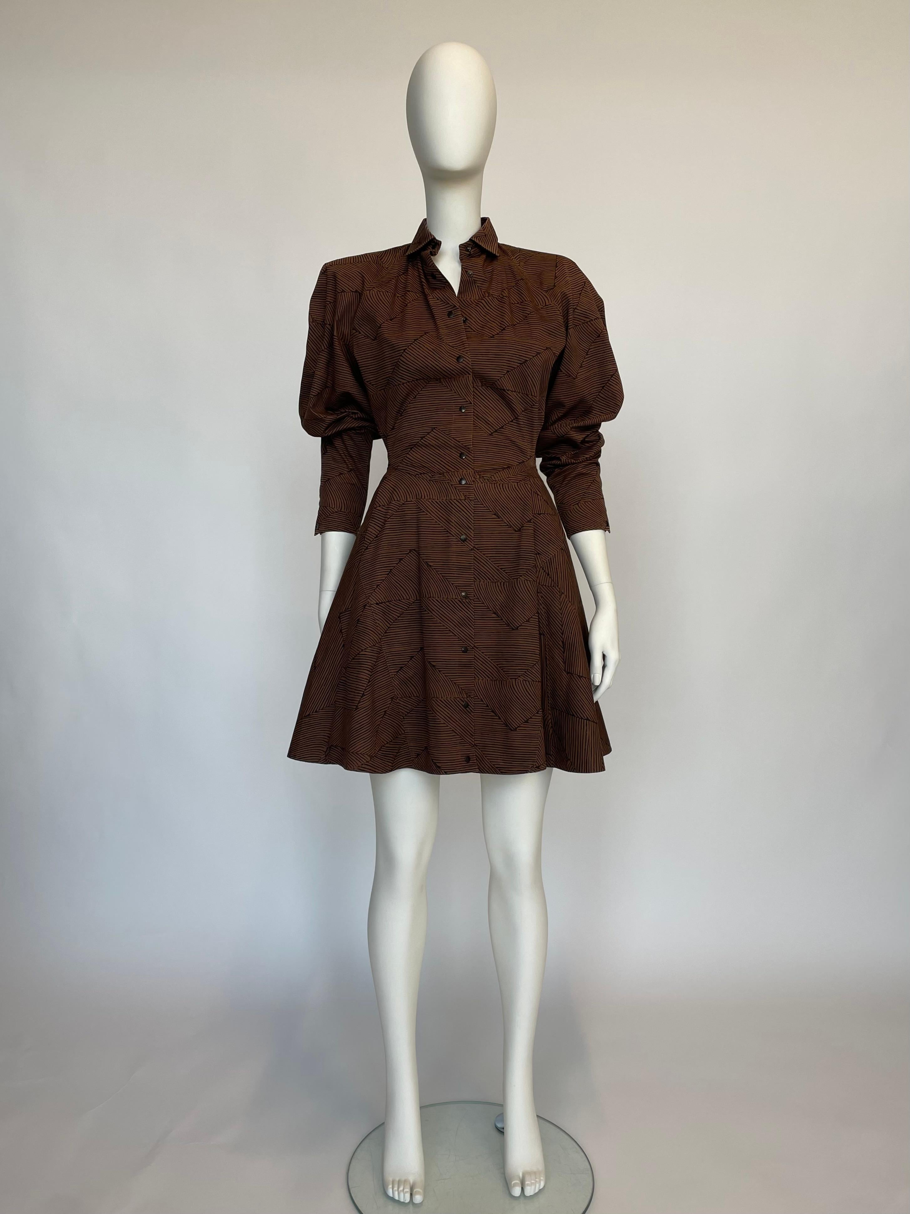 Black Rare Alaïa Runway Printed Day Dress, Spring-Summer 1986