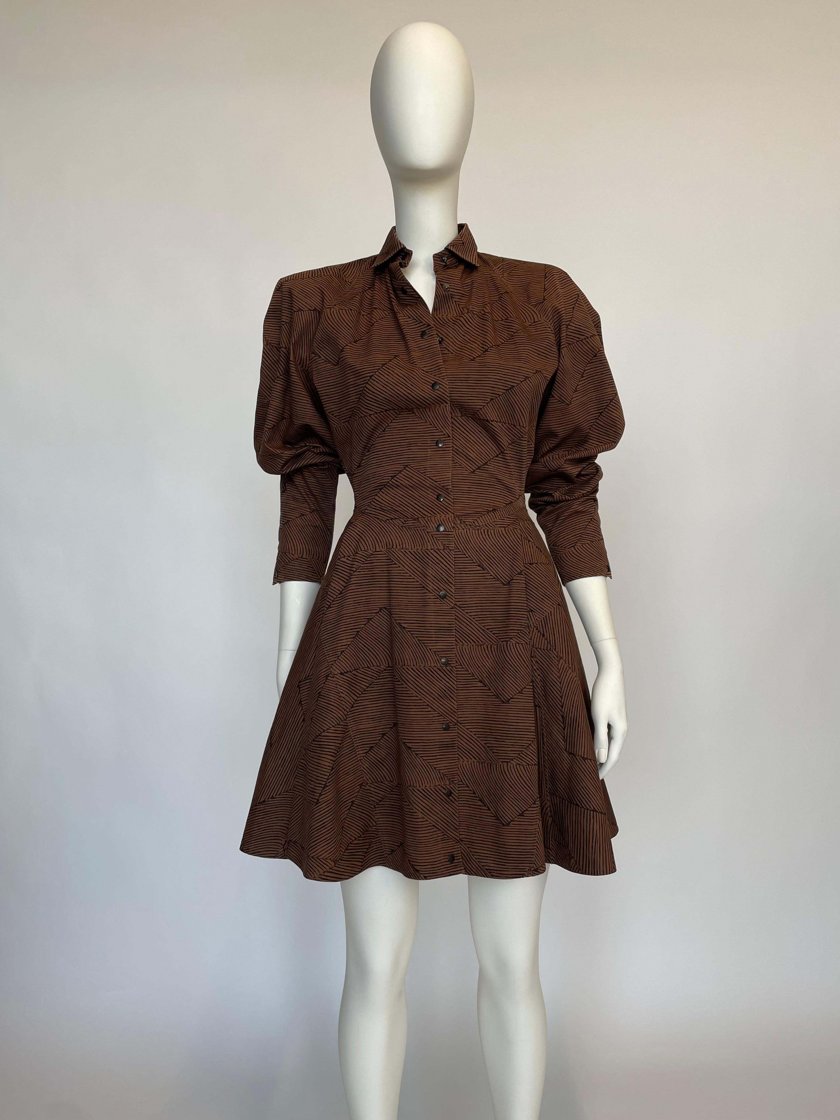 Rare Alaïa Runway Printed Day Dress, Spring-Summer 1986 In Good Condition In Geneva, CH