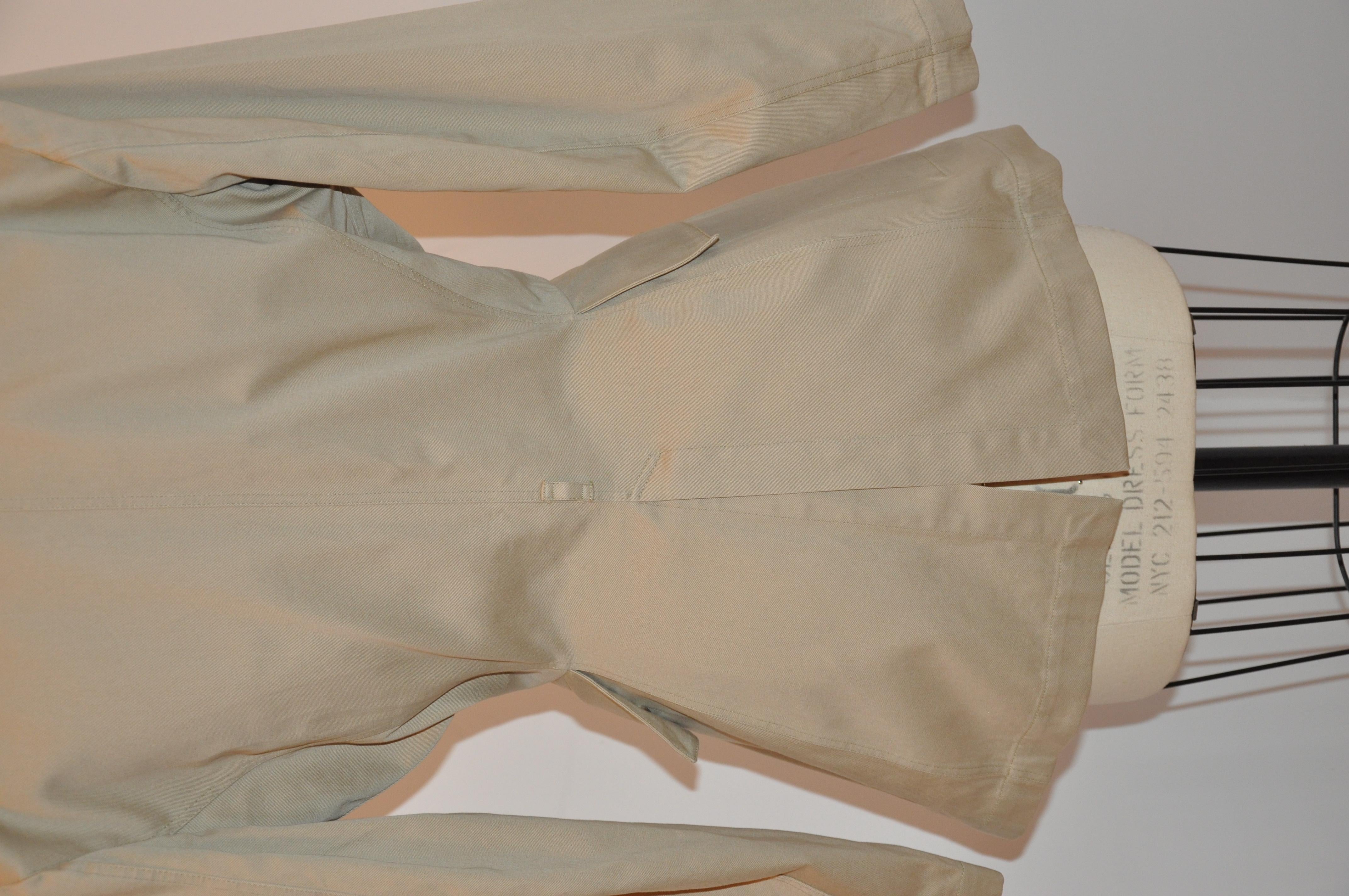 Alaïa rare veste Safari en coton brossé brun clair en vente 5