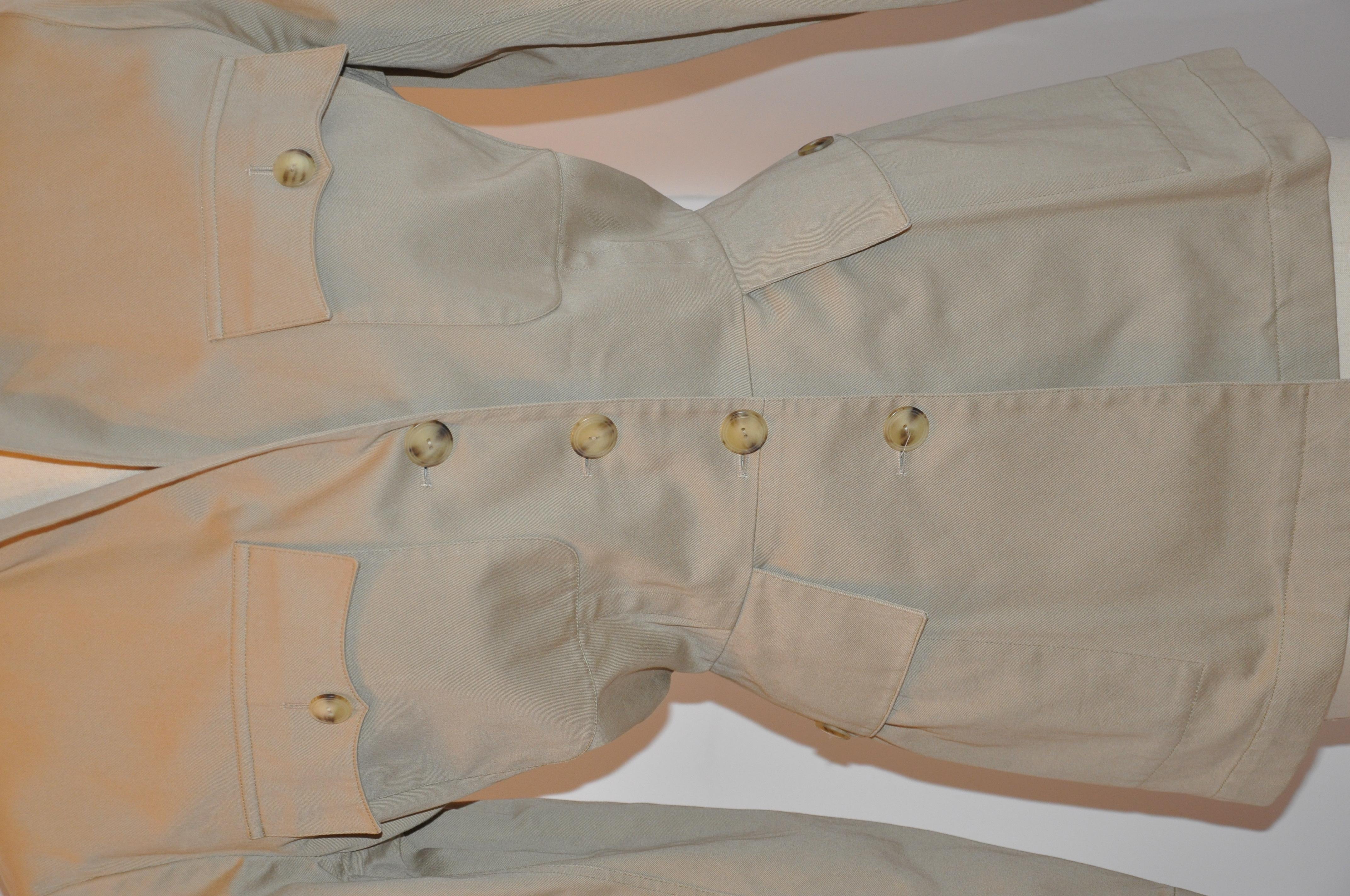 Alaïa rare veste Safari en coton brossé brun clair en vente 1