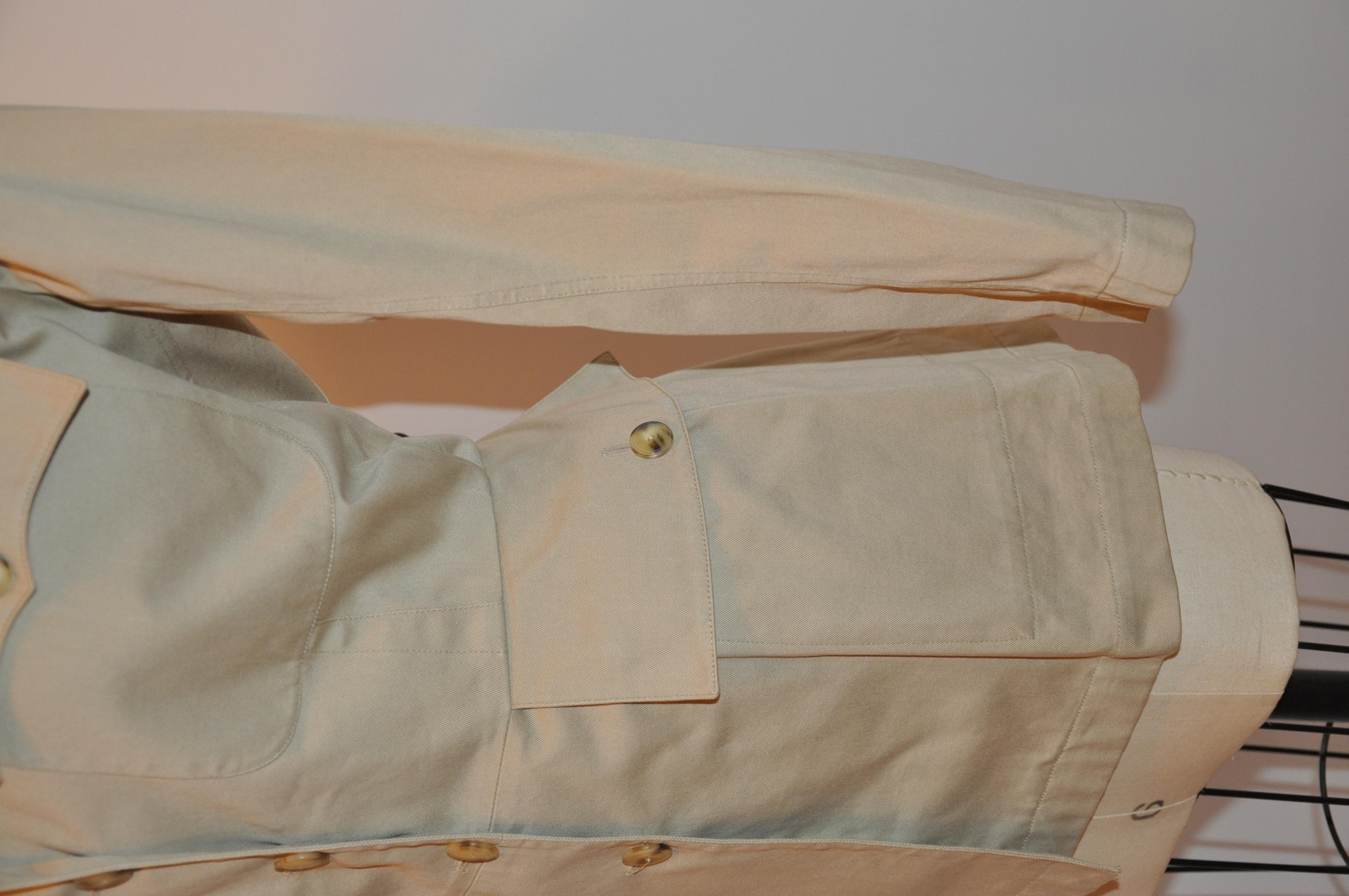 Alaïa rare veste Safari en coton brossé brun clair en vente 2