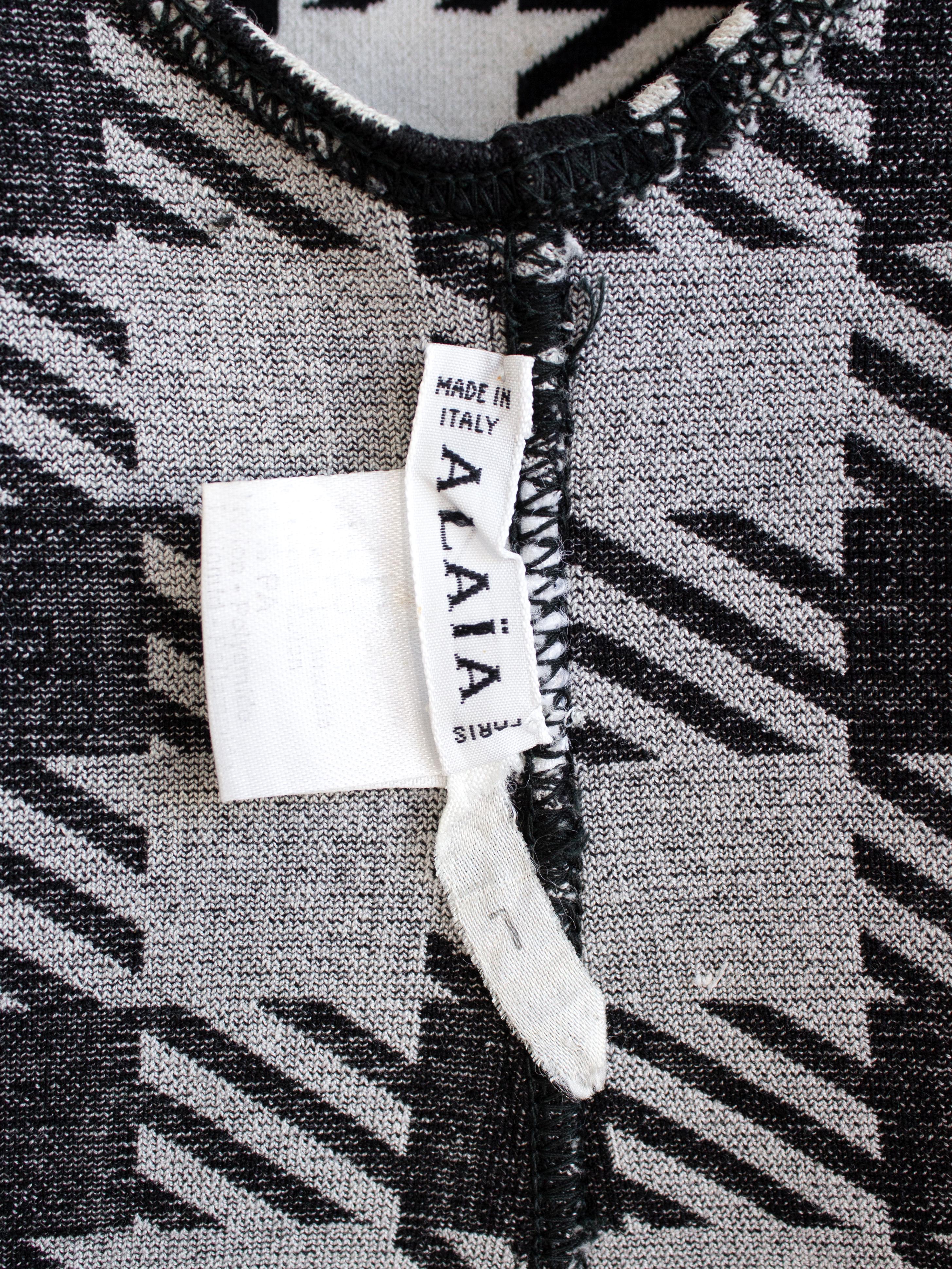 Rare Alaia Vintage S/S 1991 Tati Black White Houndstooth Print Mini Dress 6