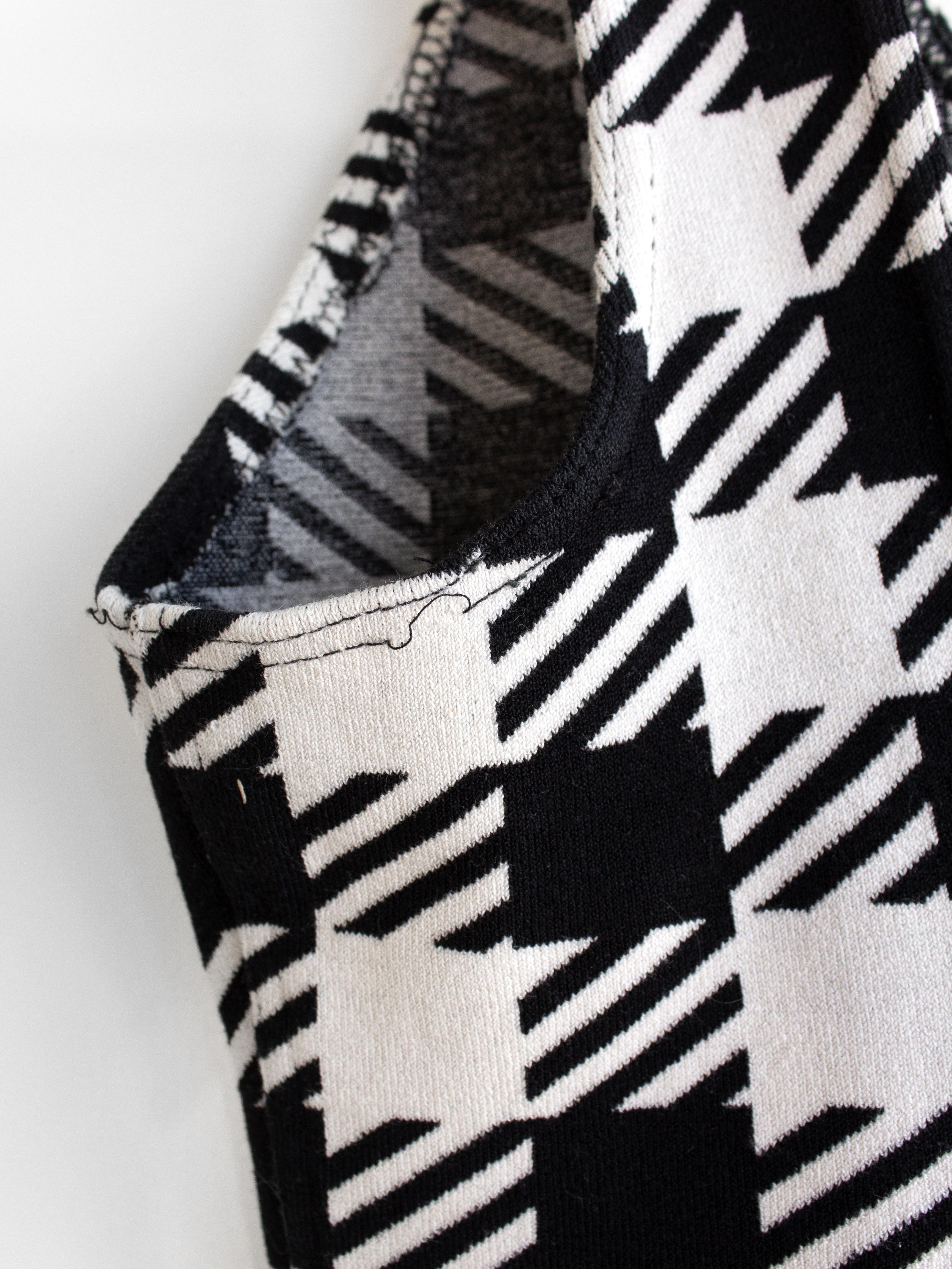 Rare Alaia Vintage S/S 1991 Tati Black White Houndstooth Print Mini Dress 10