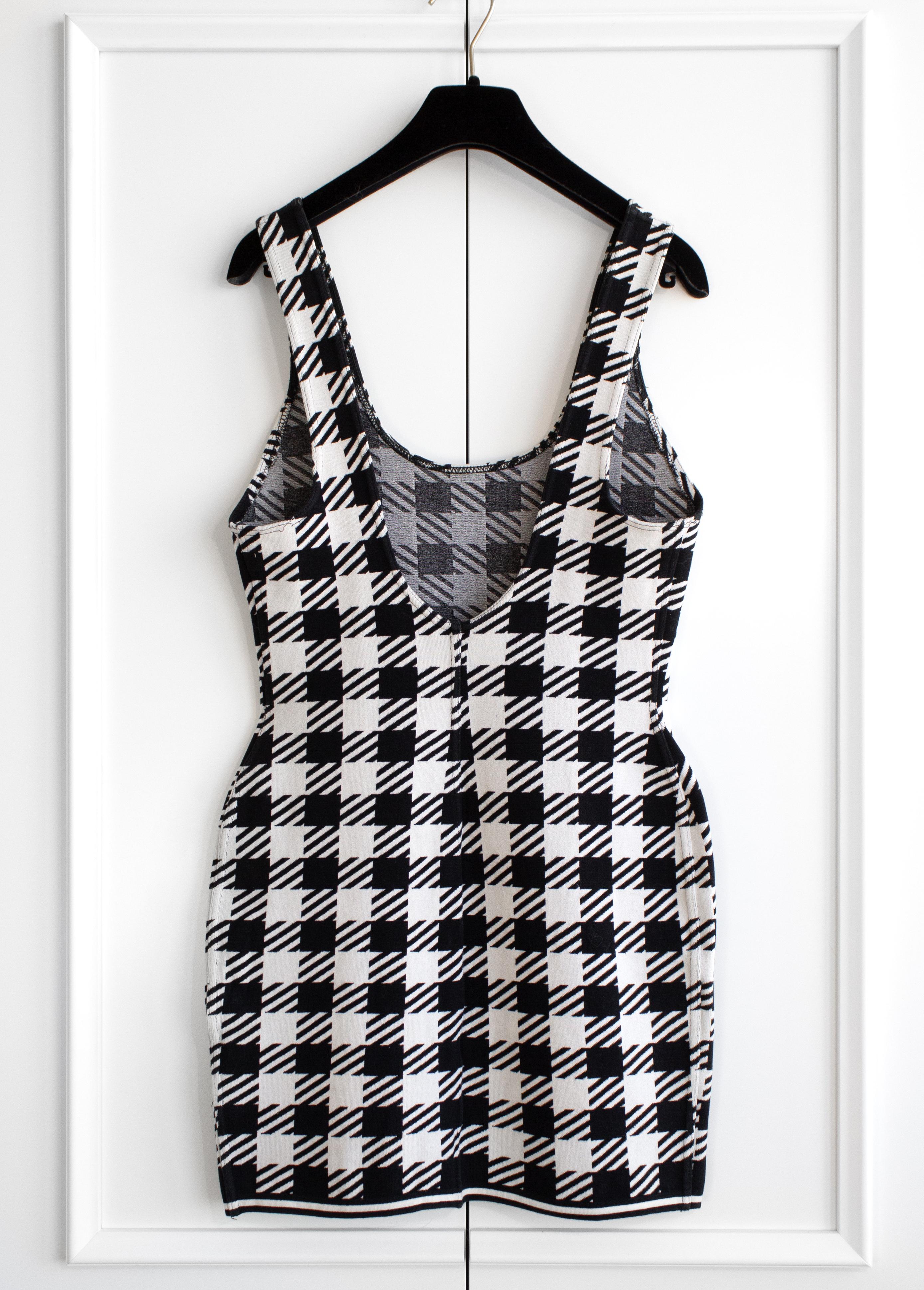 Rare Alaia Vintage S/S 1991 Tati Black White Houndstooth Print Mini Dress 2