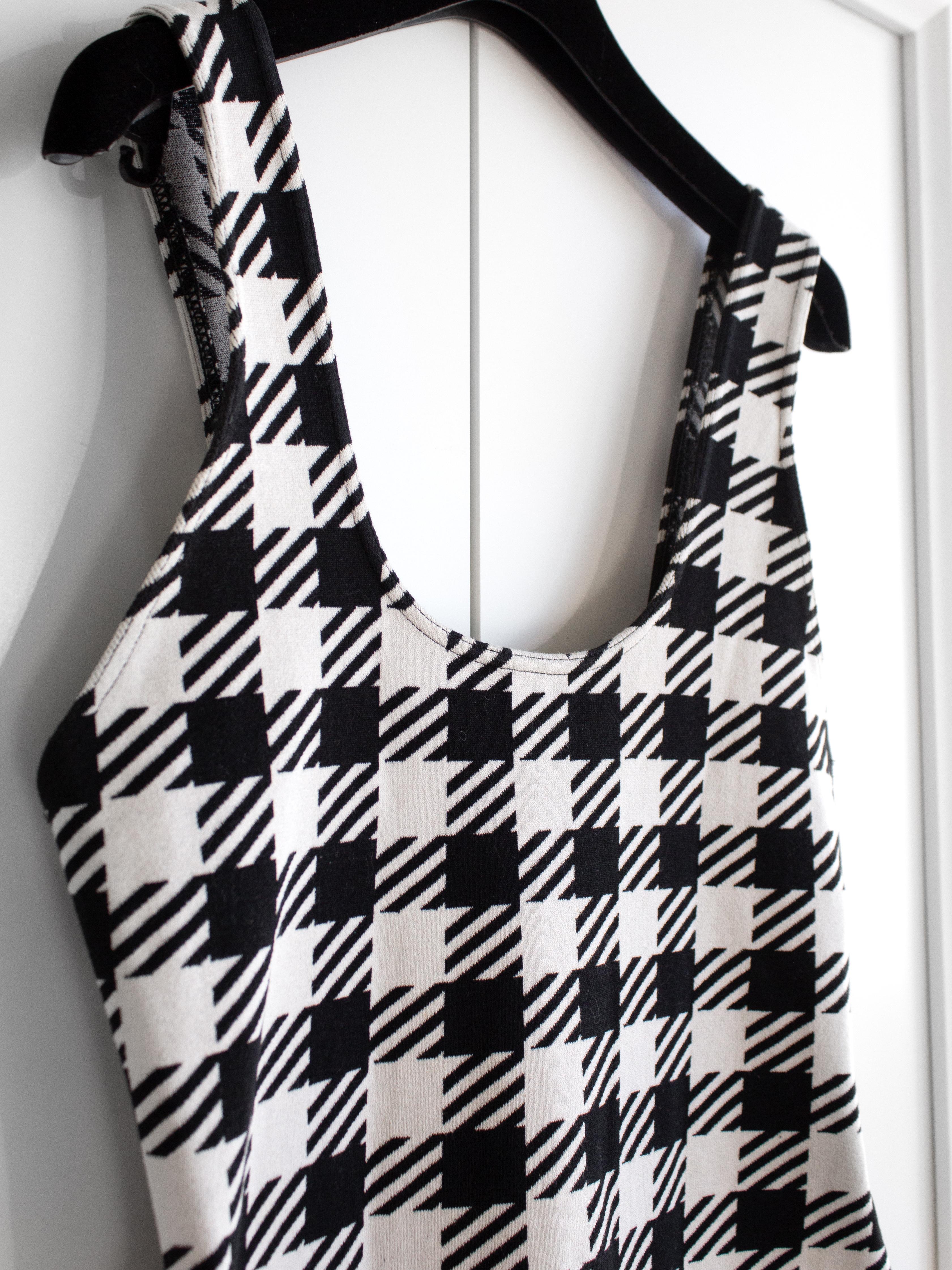 Rare Alaia Vintage S/S 1991 Tati Black White Houndstooth Print Mini Dress 3