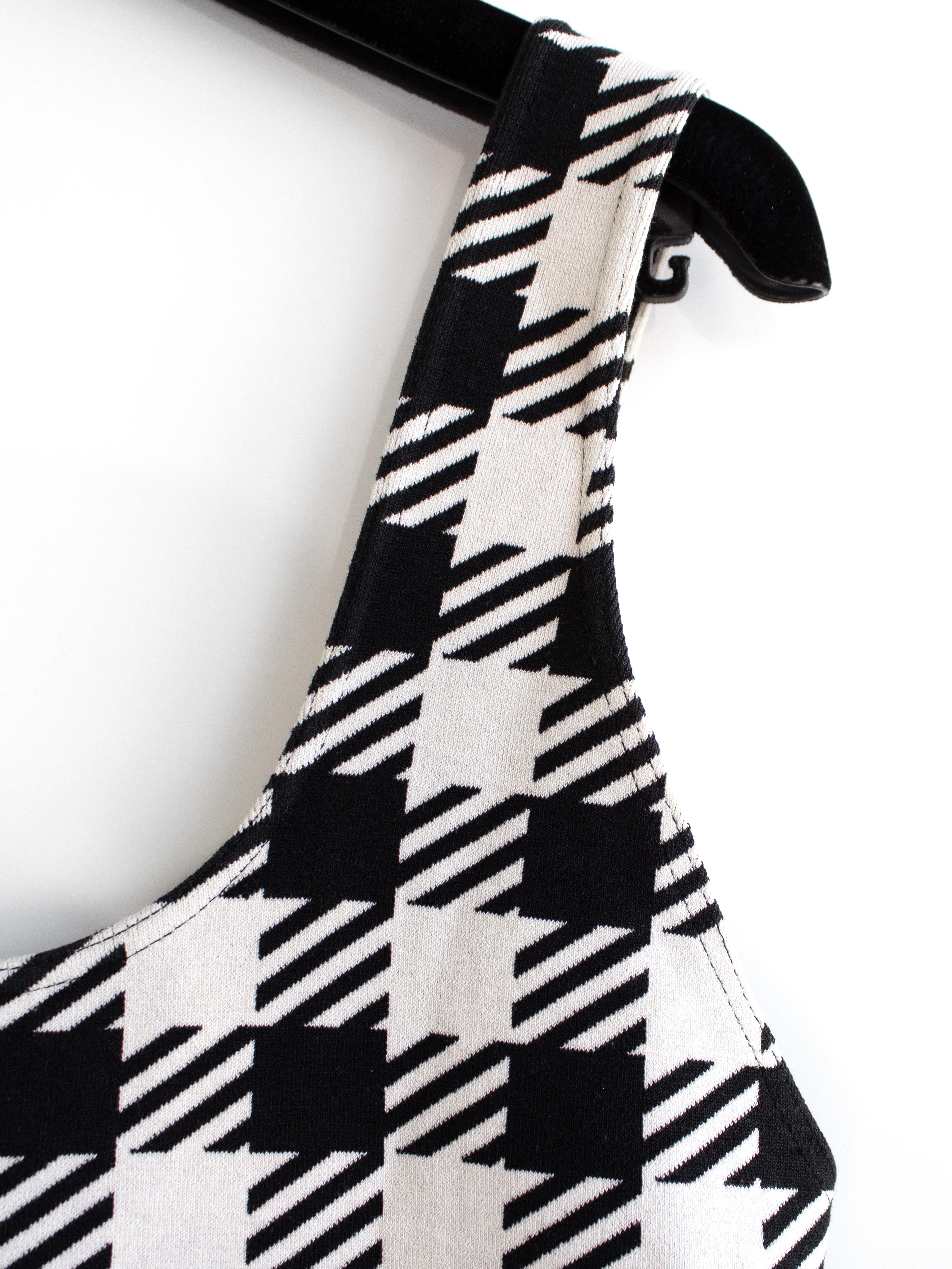 Rare Alaia Vintage S/S 1991 Tati Black White Houndstooth Print Mini Dress 4