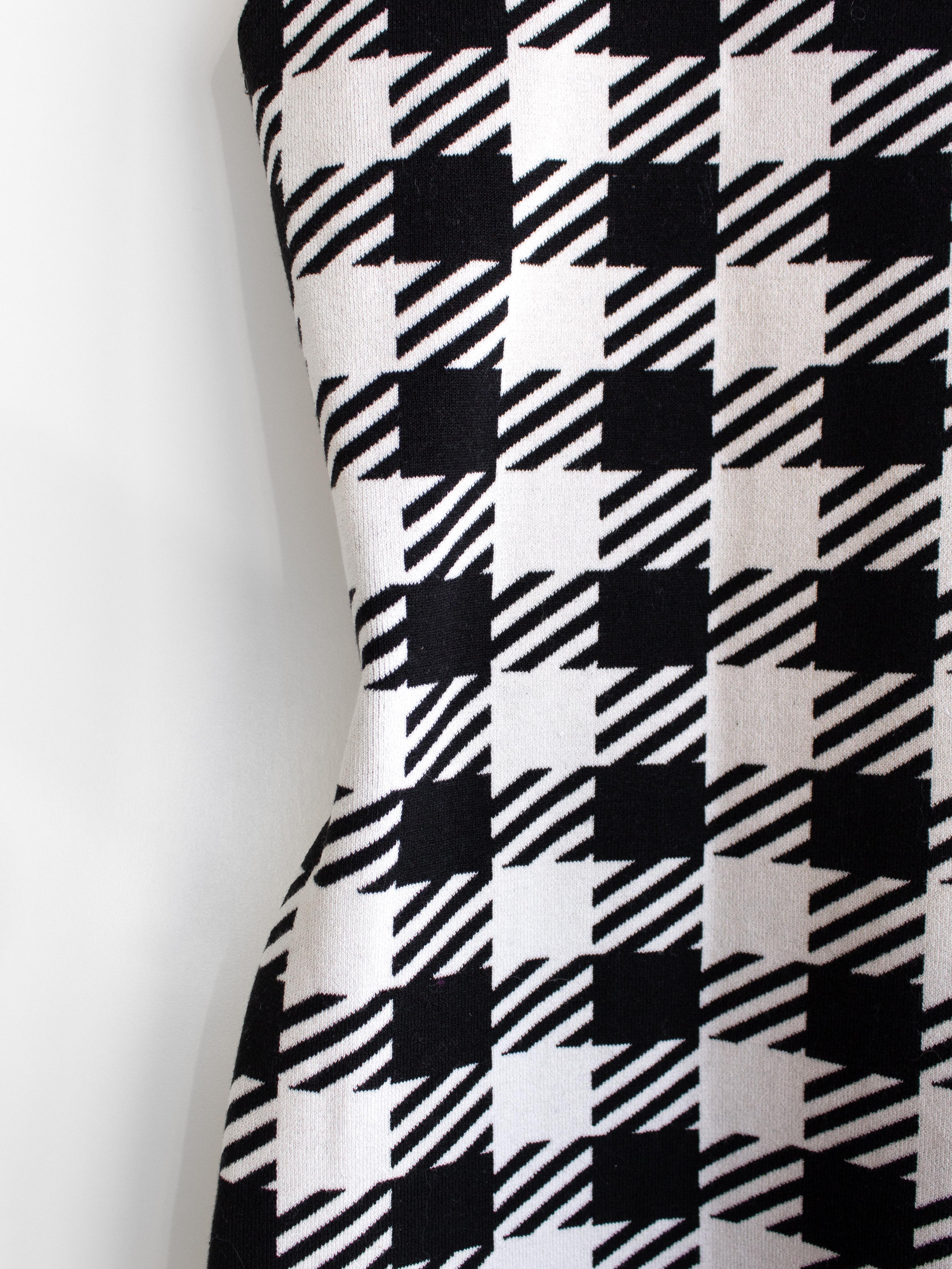 Rare Alaia Vintage S/S 1991 Tati Black White Houndstooth Print Mini Dress 5
