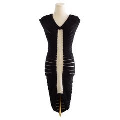Rare Alaia Vintage S/S 1994 Houpette Black White Plush Mini Dress