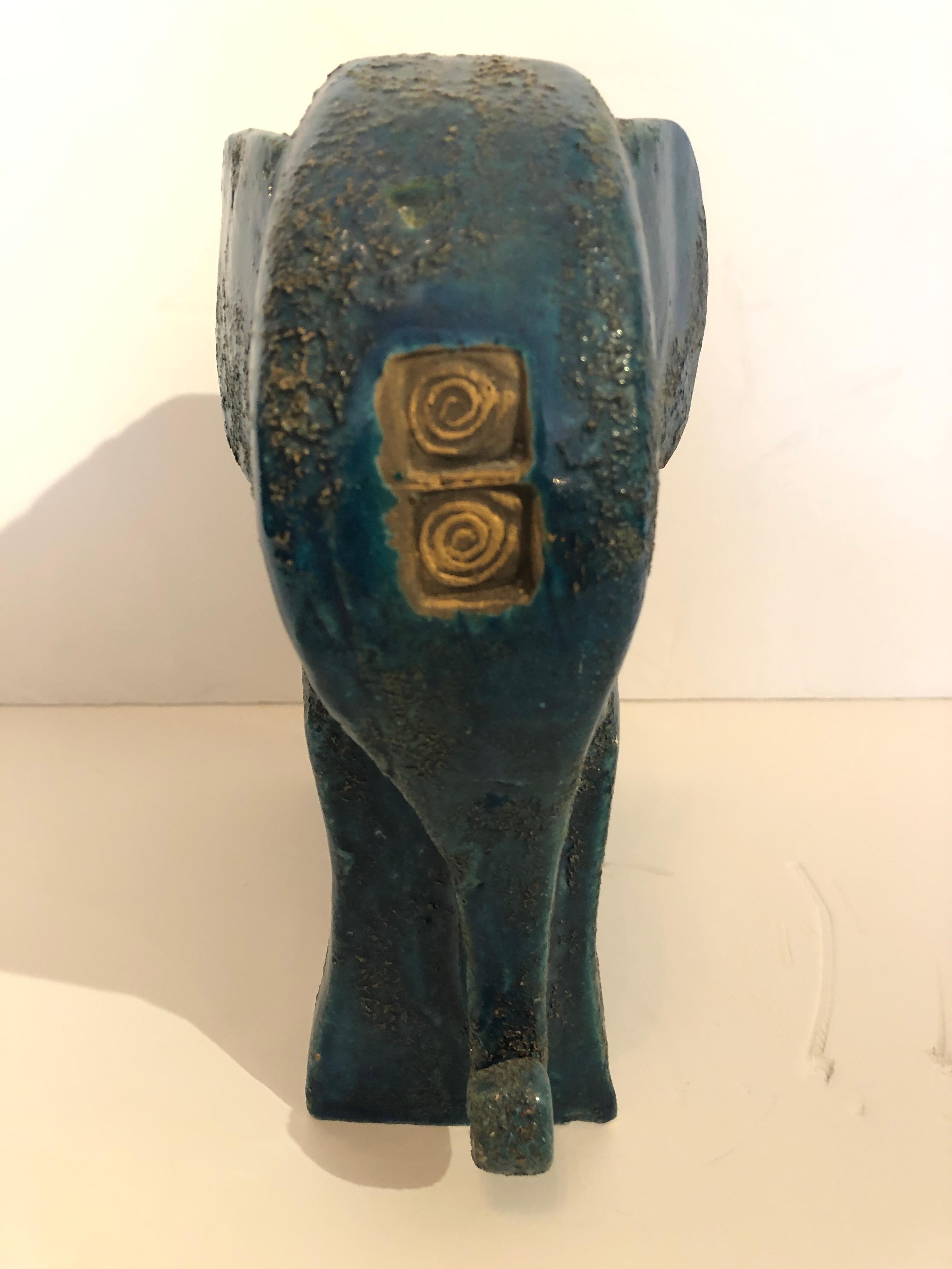 Mid-20th Century Rare Aldo Londi Elephant Glazed Stoneware Sculpture for Bitossi