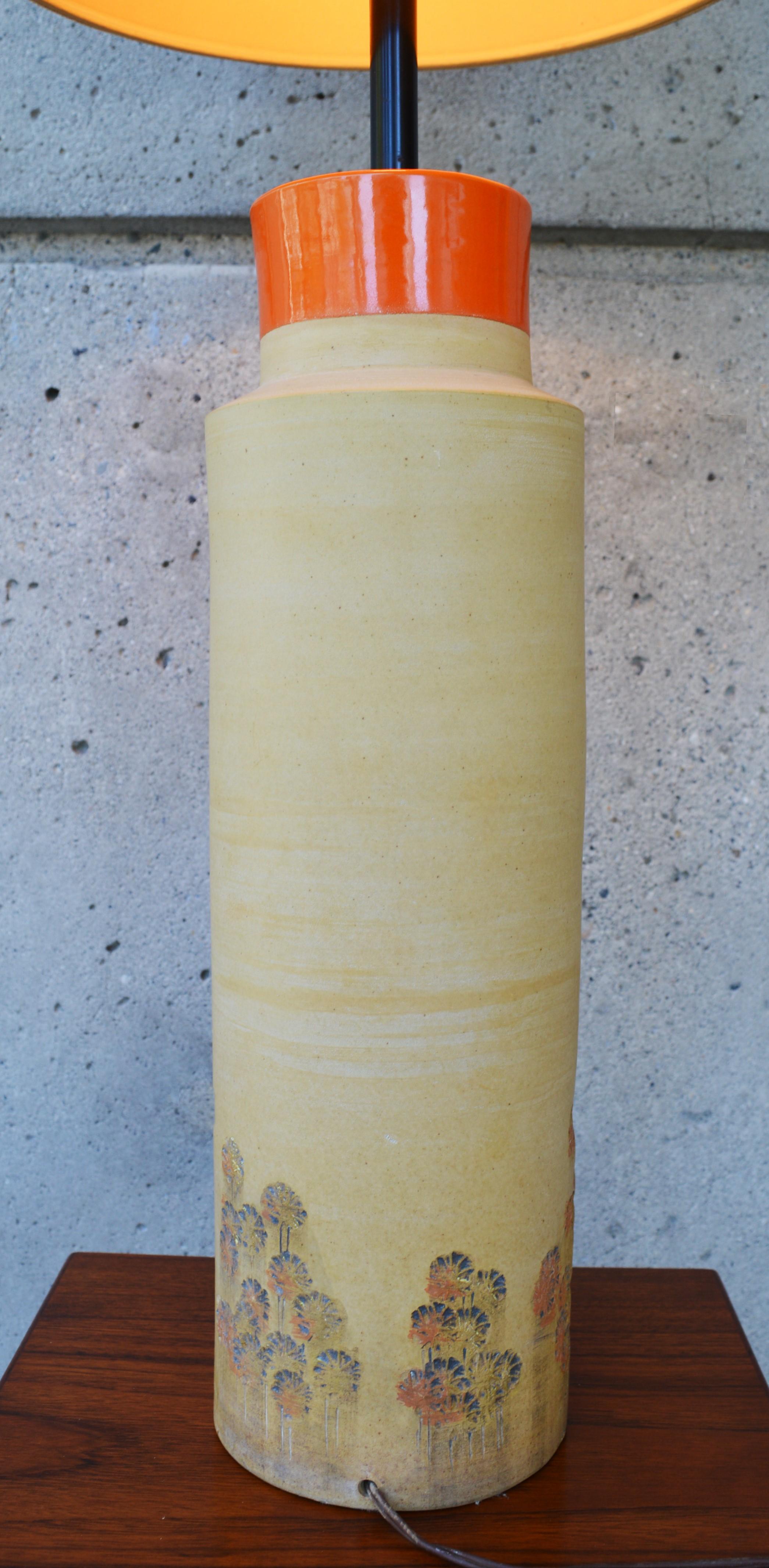 Rare Aldo Londi for Bitossi Ceramiche Pottery Impressed Campus Table Lamp For Sale 3