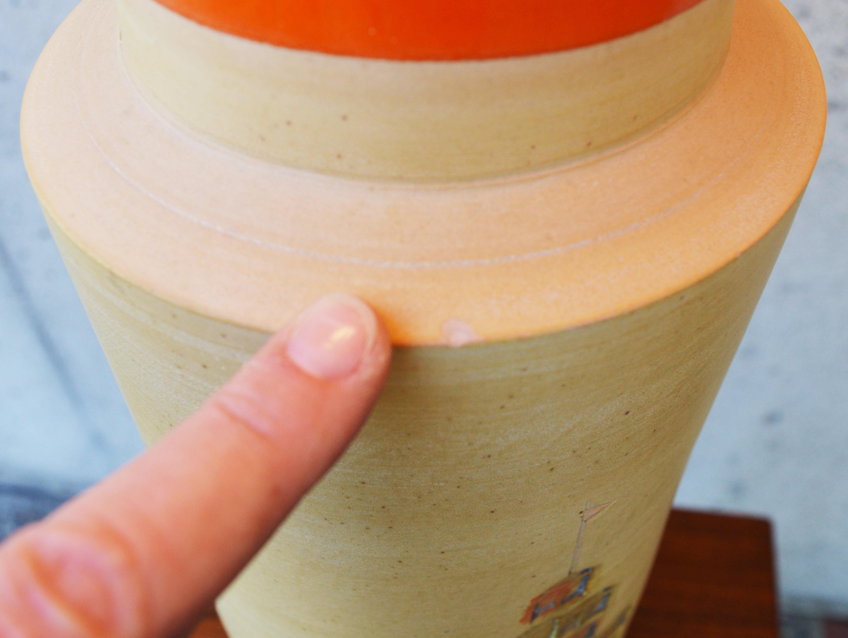 Rare Aldo Londi for Bitossi Ceramiche Pottery Impressed Campus Table Lamp For Sale 5