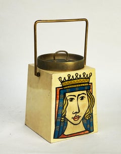 Rare Aldo Tura Goatskin and Brass King & Queen Ice Bucket, Italy, circa 1960