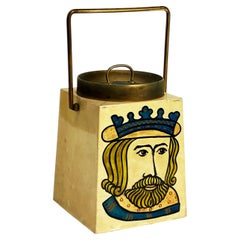 Rare Aldo Tura Goatskin and Brass King & Queen Ice Bucket, Italy, circa 1960