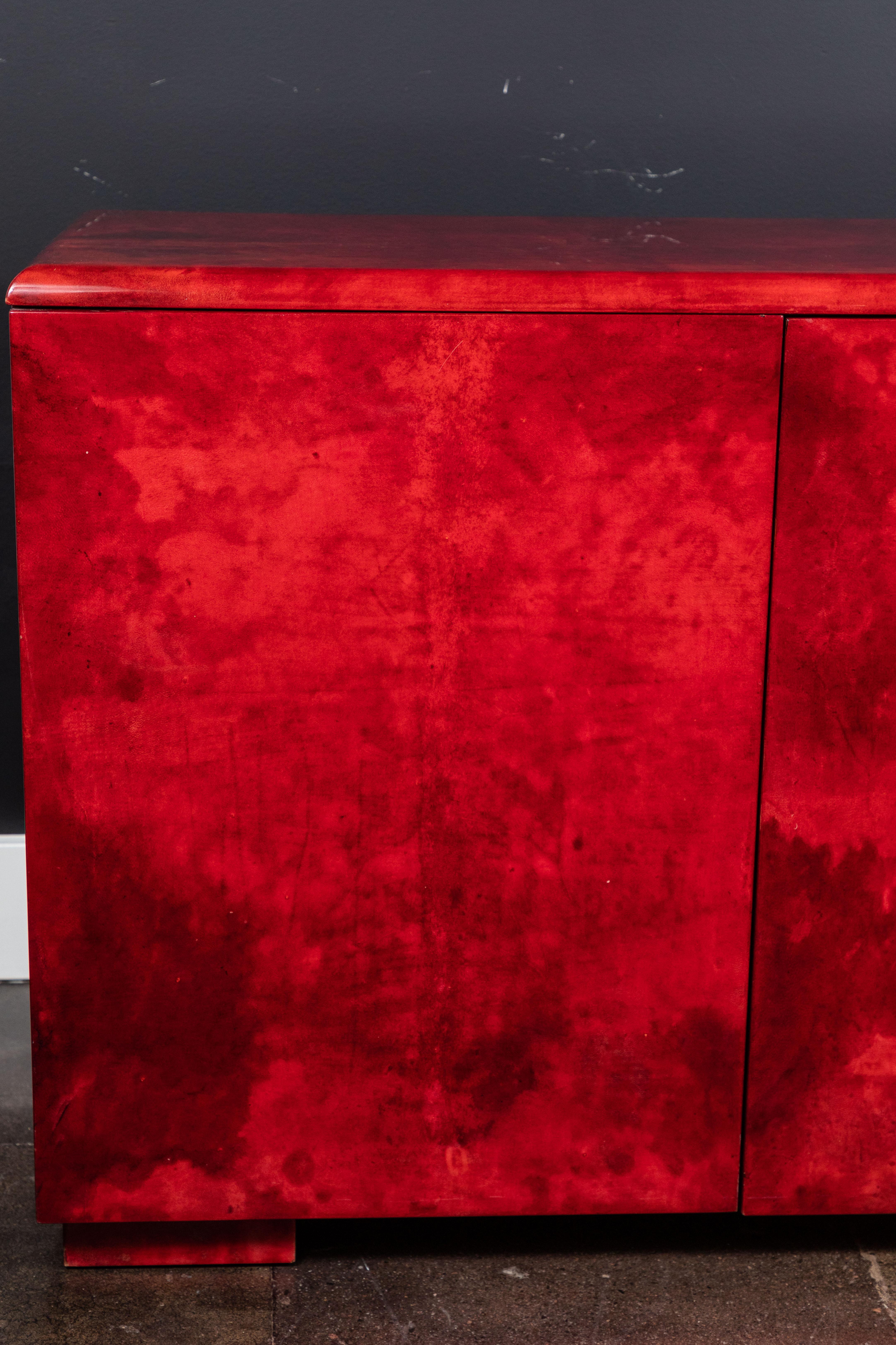 Late 20th Century Rare Aldo Tura Goatskin Cabinet or Sideboard