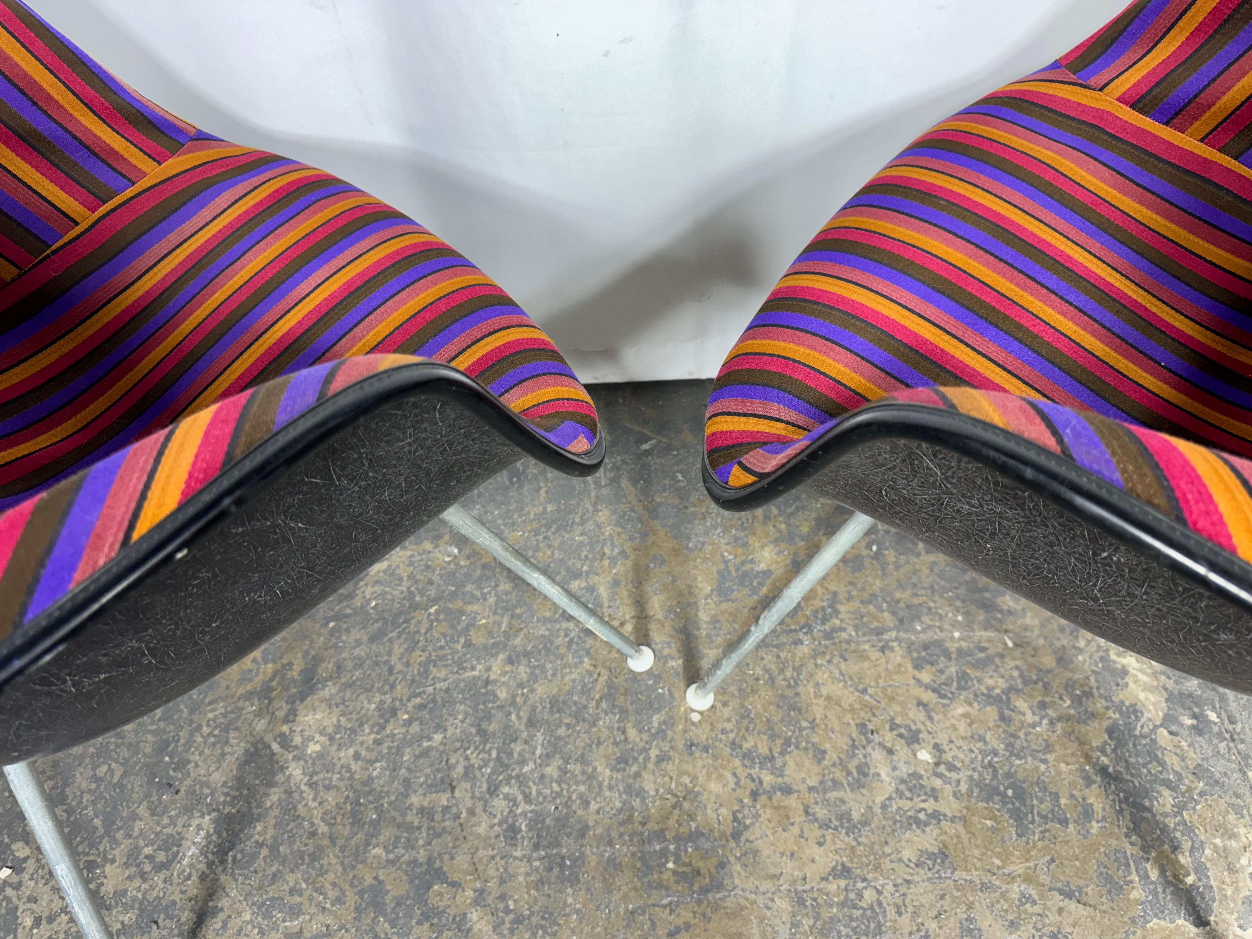 Metal Rare Alexander Girard Fabric Herman Miller Eames Black Fiberglass Arm Shell For Sale