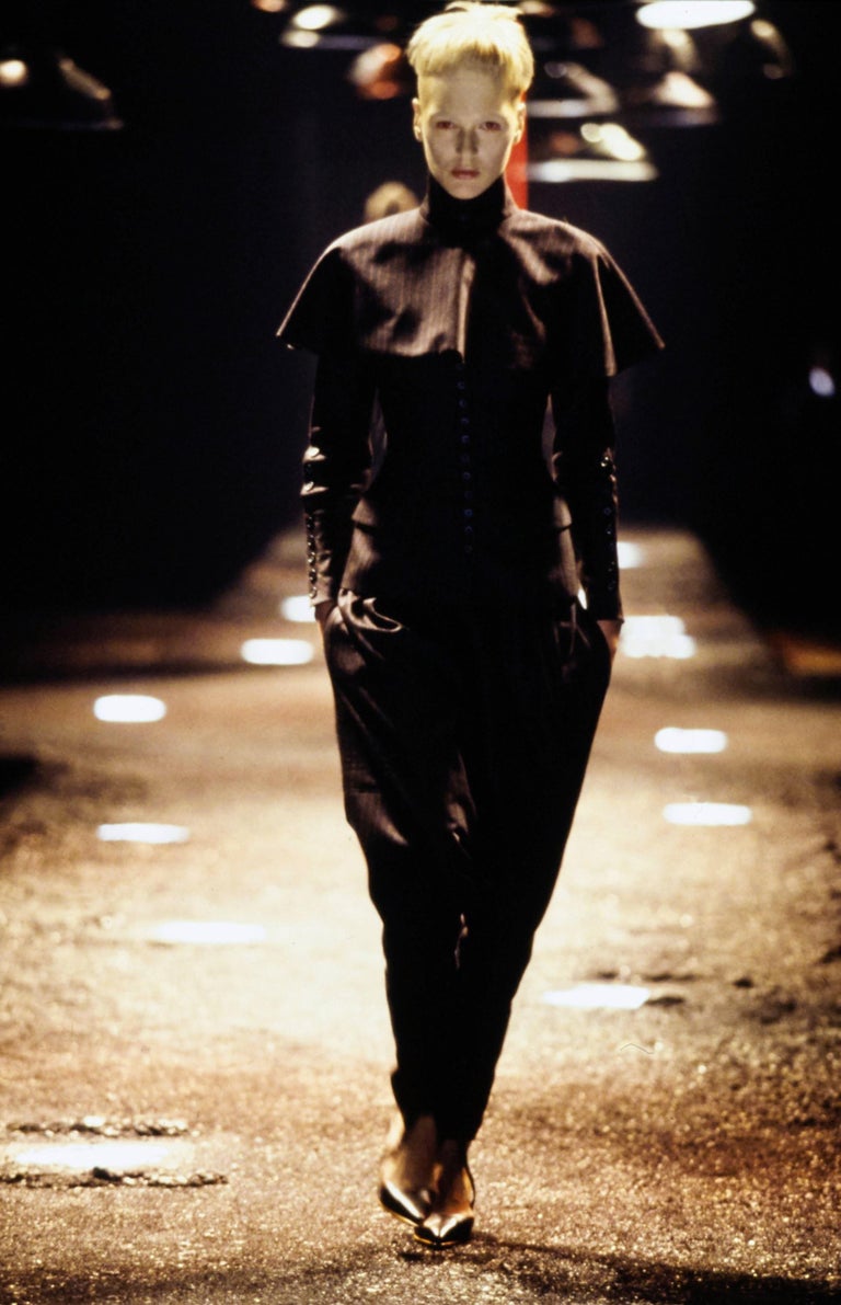 Rare Alexander McQueen 1998 Runway Joan Of Arc Striped Jacket Cape 42