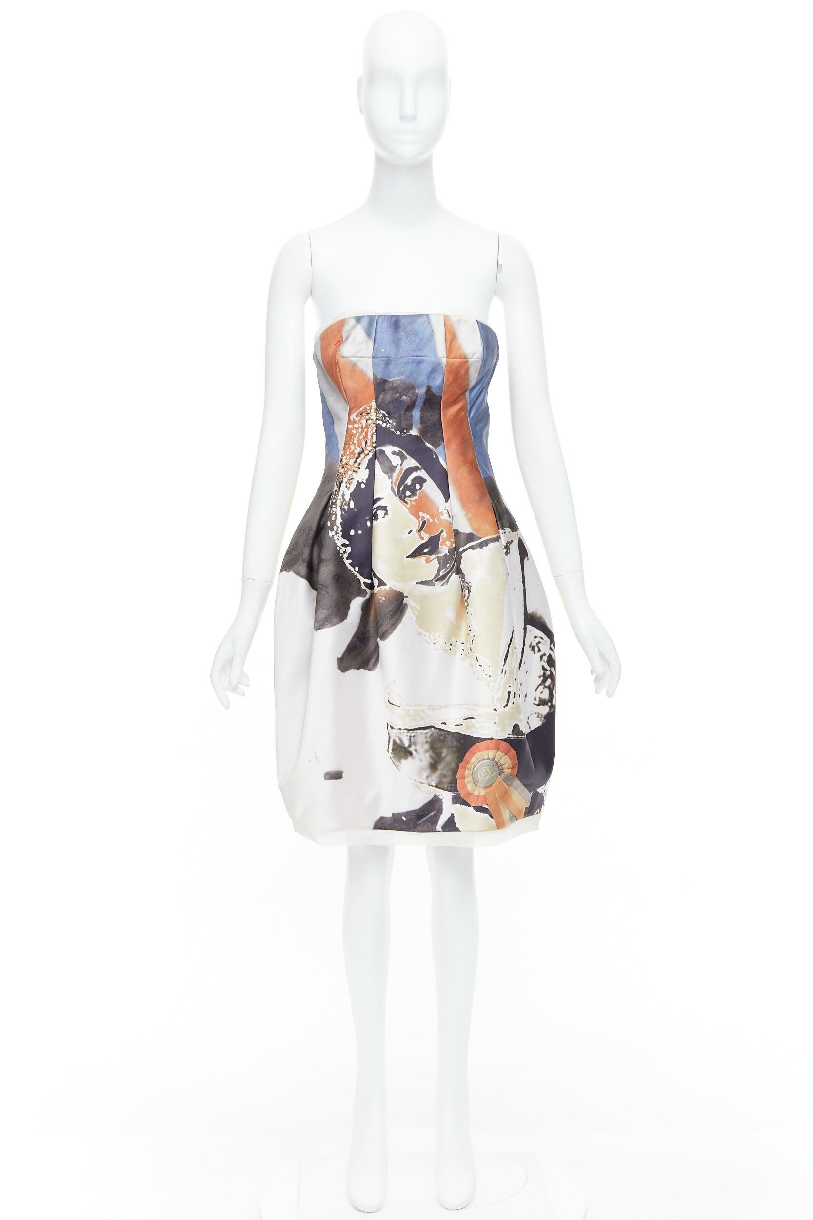 rare ALEXANDER MCQUEEN 2008 God Save The Queen Elizabeth strapless dress IT40 S For Sale 7