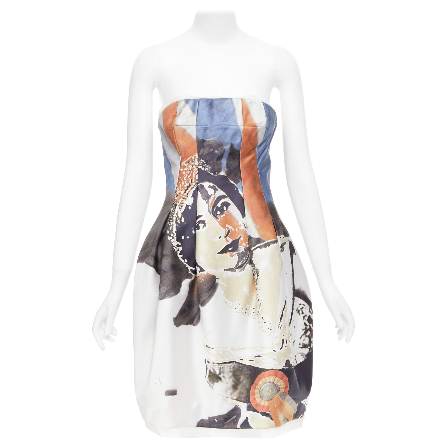 selten ALEXANDER MCQUEEN 2008 God Save The Queen Elizabeth trägerloses Kleid IT40 S