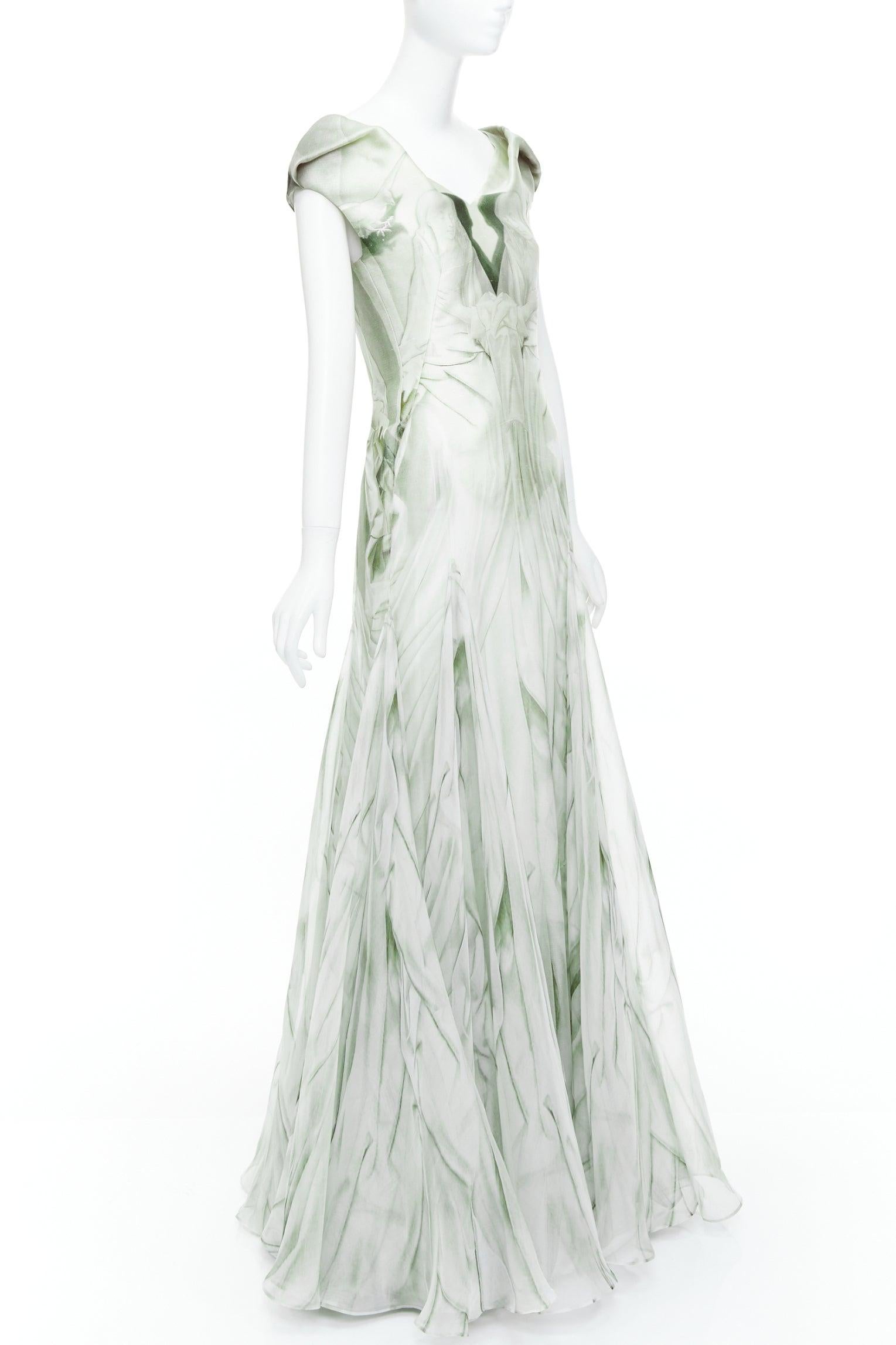 Gris ALEXANDER MCQUEEN 2010 Angels Demons Robe en organza Portinari IT38 XS