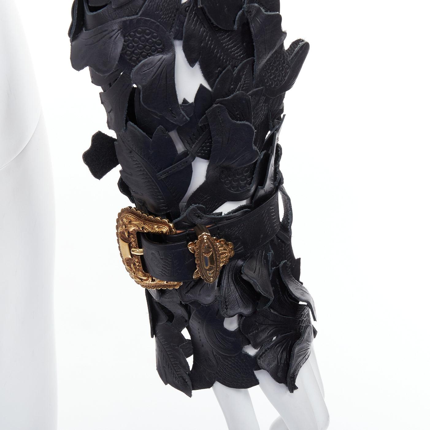 rare ALEXANDER MCQUEEN 2011 Runway floral laser cut cropped leather jacket IT40 For Sale 5