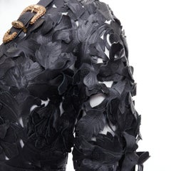 rare ALEXANDER MCQUEEN 2011 Runway floral laser cut cropped leather jacket IT40