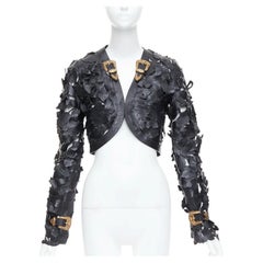 rare ALEXANDER MCQUEEN 2011 Runway floral laser cut cropped leather jacket IT40
