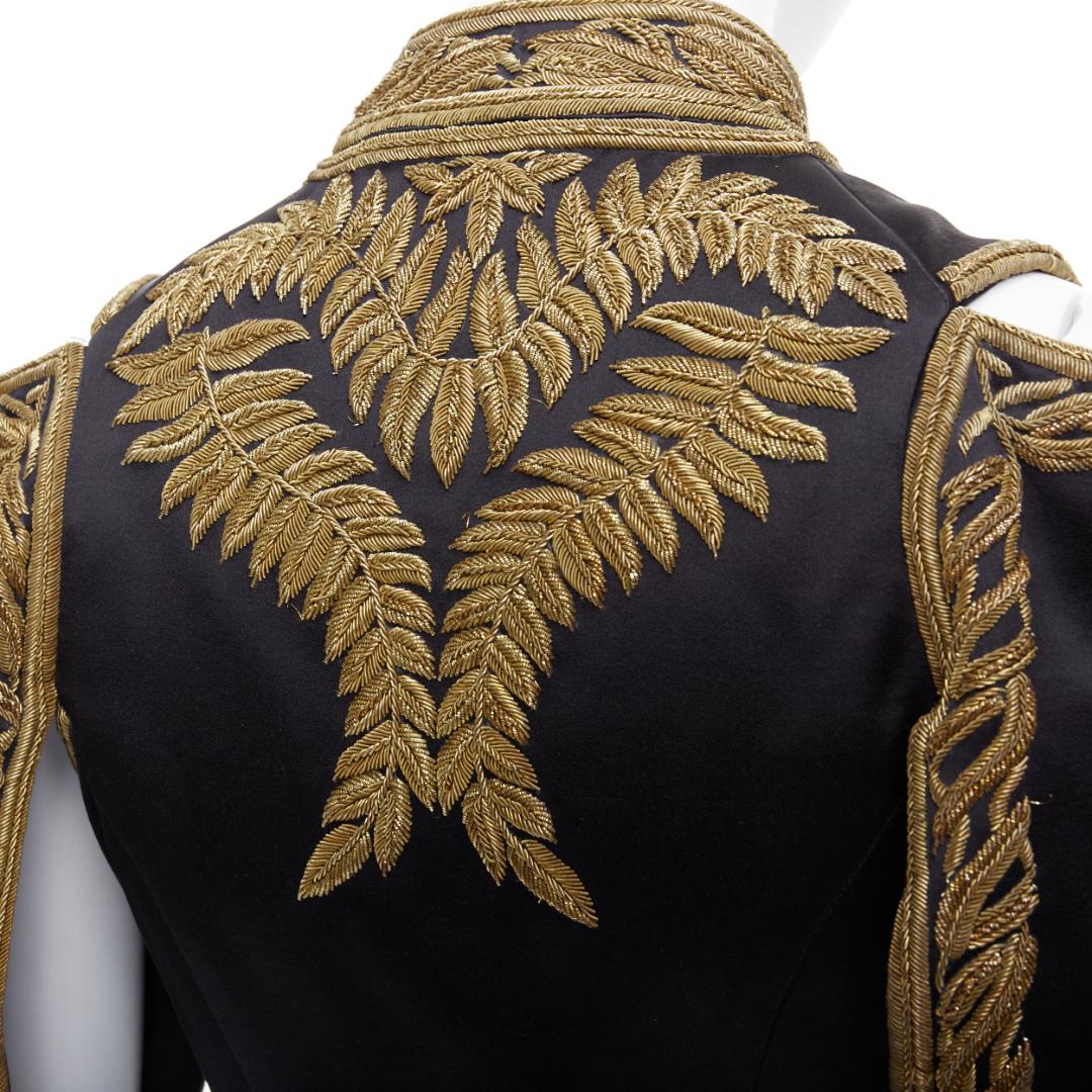 rare ALEXANDER MCQUEEN 2011 Runway foliage embroidery military jacket IT38 XS For Sale 6