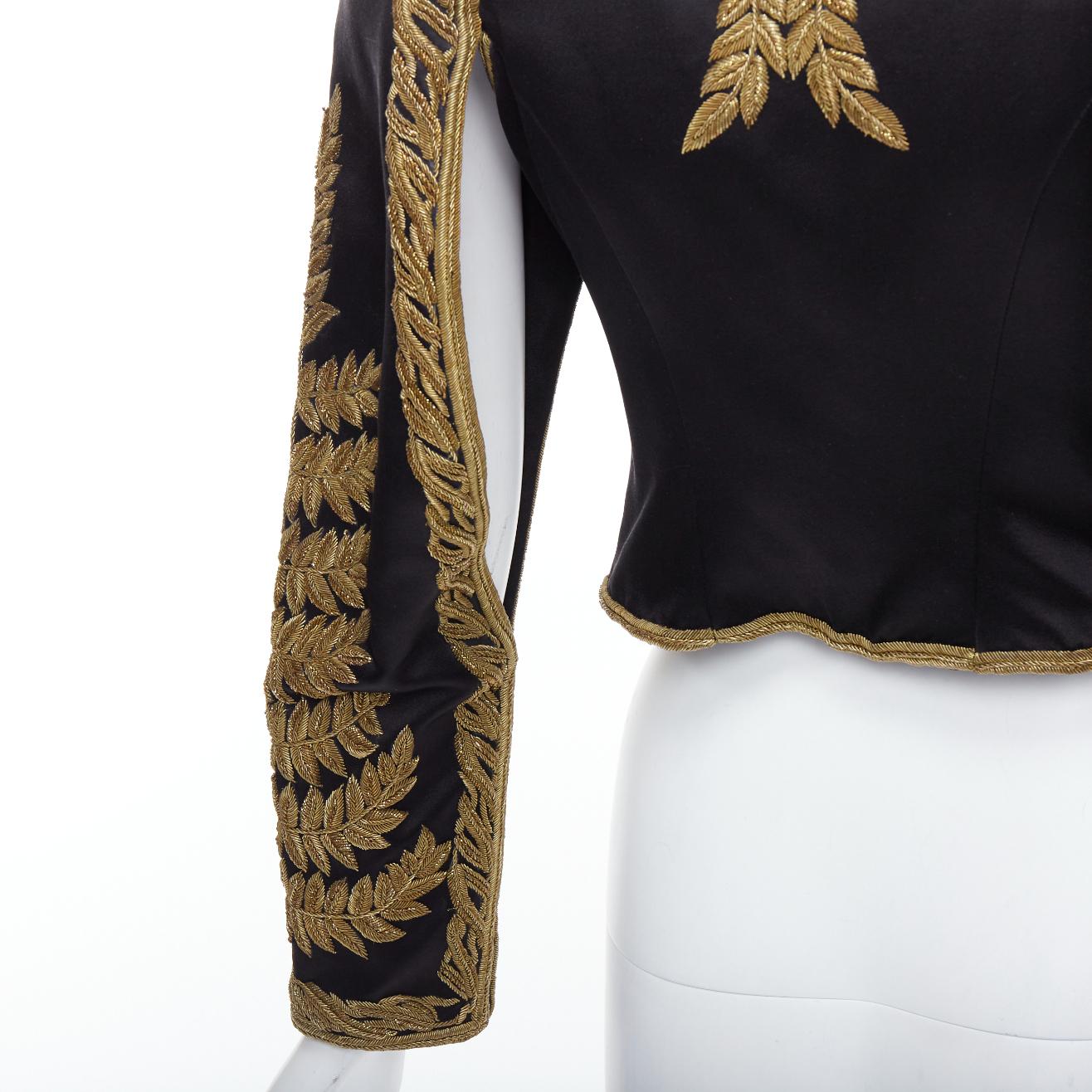 rare ALEXANDER MCQUEEN 2011 Runway foliage embroidery military jacket IT38 XS For Sale 7