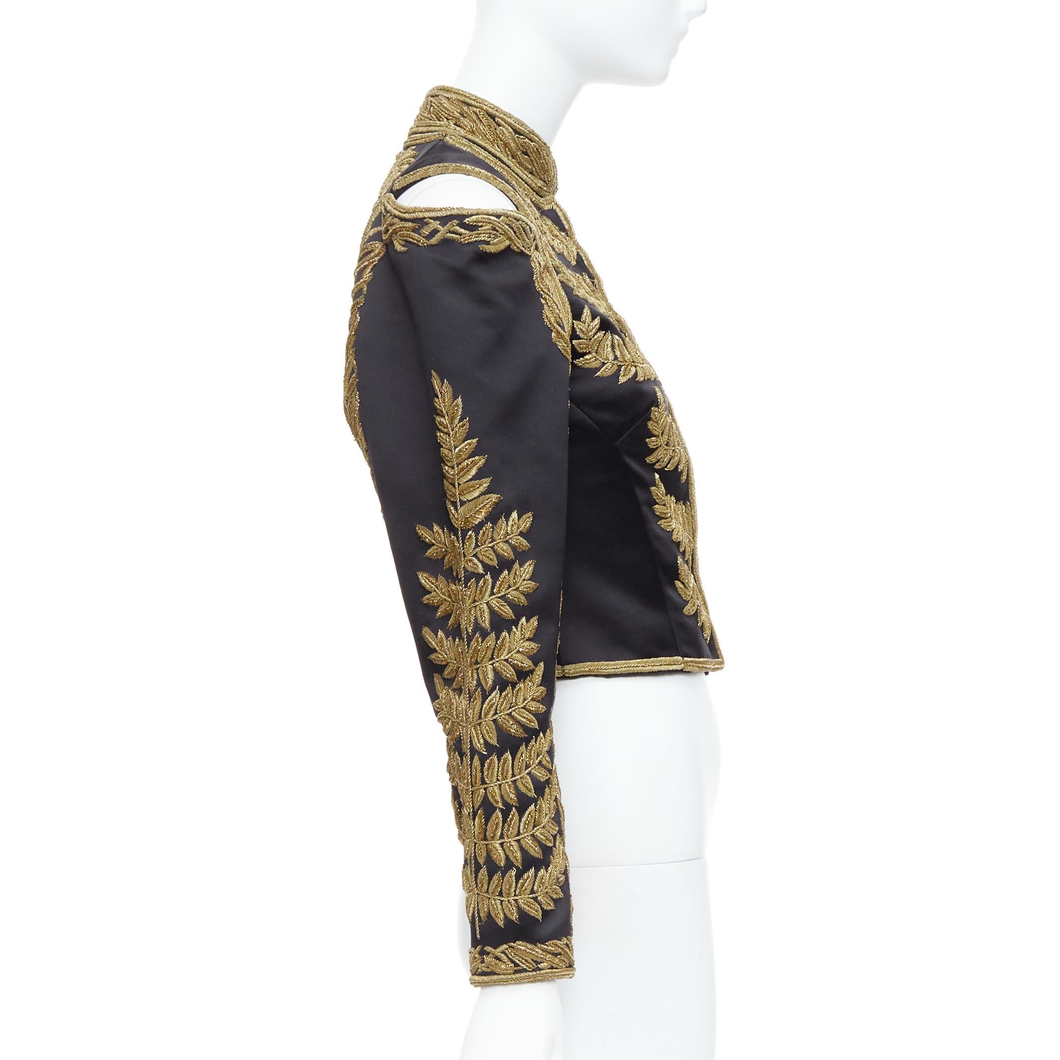 Women's rare ALEXANDER MCQUEEN 2011 Runway foliage embroidery military jacket IT38 XS For Sale