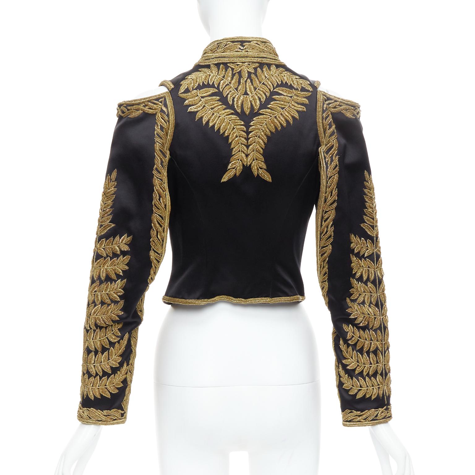 rare ALEXANDER MCQUEEN 2011 Runway foliage embroidery military jacket IT38 XS For Sale 1