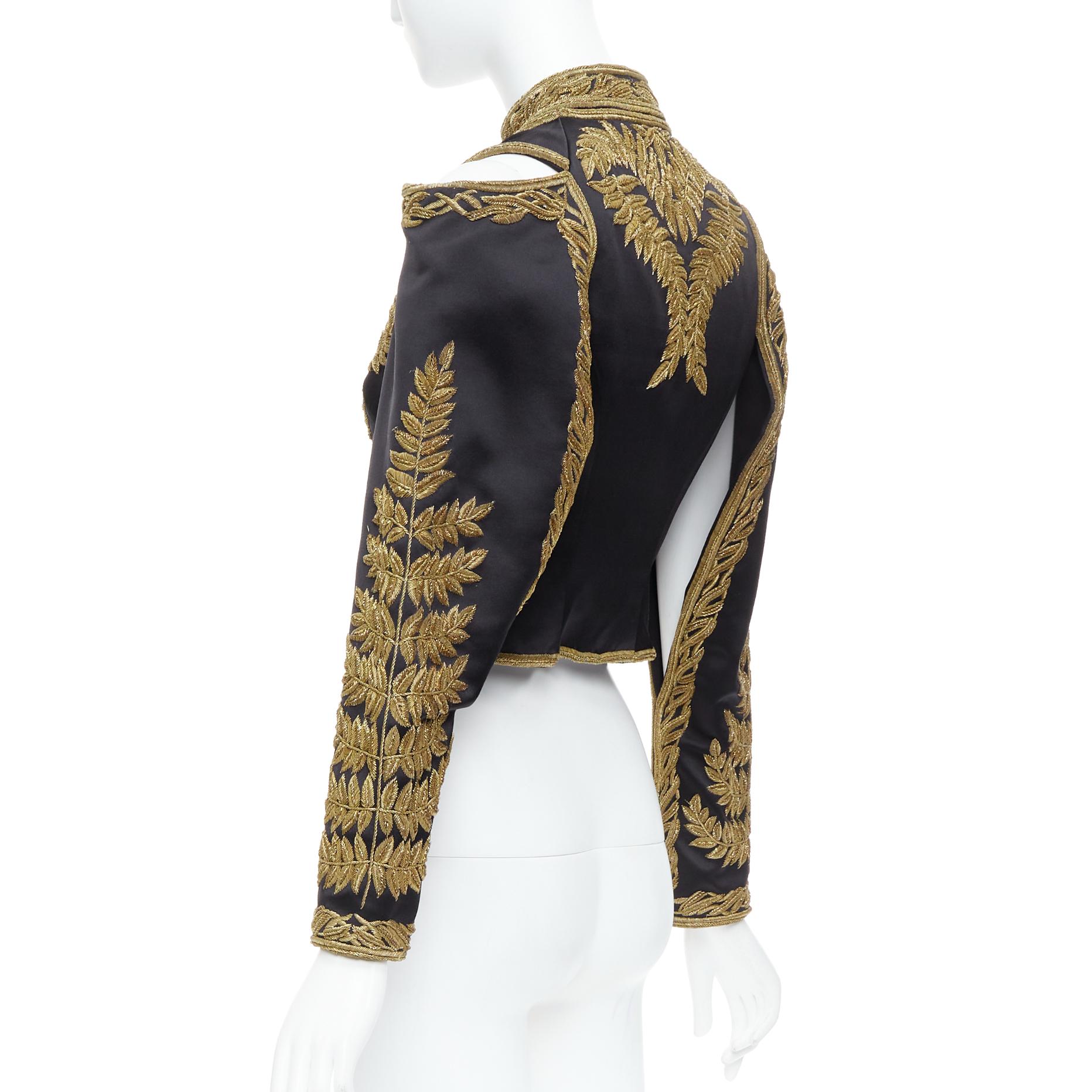 rare ALEXANDER MCQUEEN 2011 Runway foliage embroidery military jacket IT38 XS For Sale 2