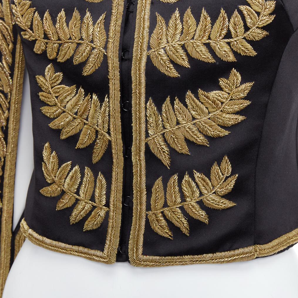 rare ALEXANDER MCQUEEN 2011 Runway foliage embroidery military jacket IT38 XS For Sale 3