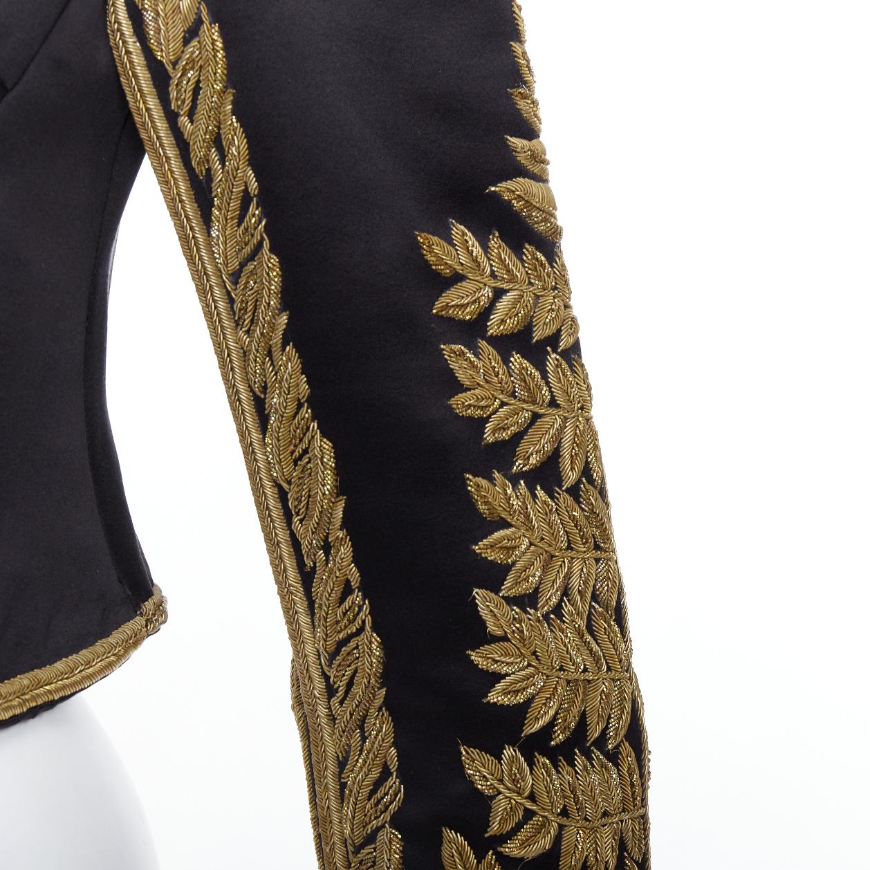 rare ALEXANDER MCQUEEN 2011 Runway foliage embroidery military jacket IT38 XS For Sale 4