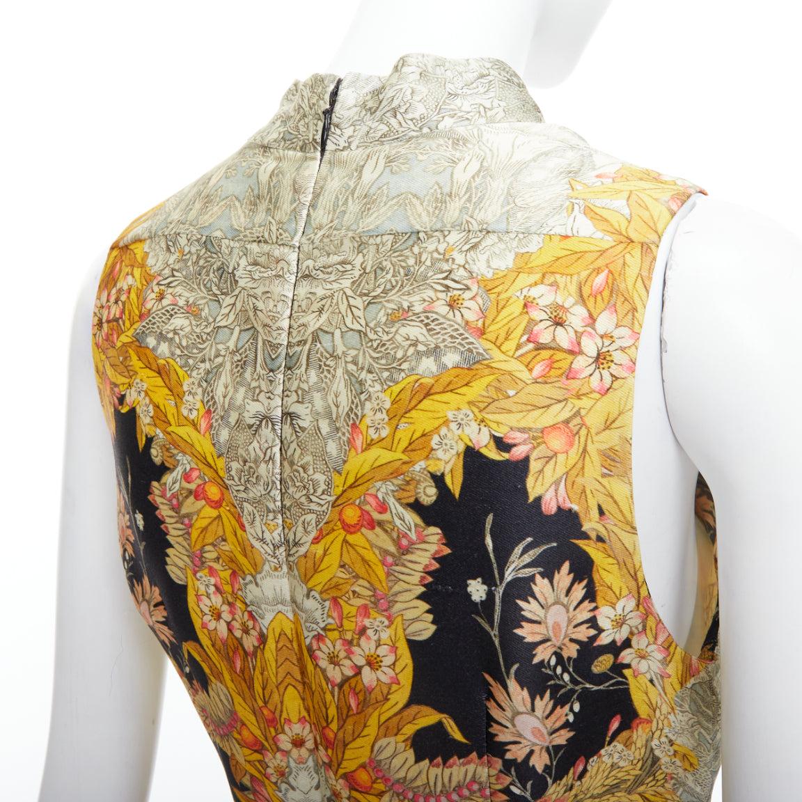 rare ALEXANDER MCQUEEN 2011 Runway Skeleton Foliage floral raw ruffle dress IT40 For Sale 6